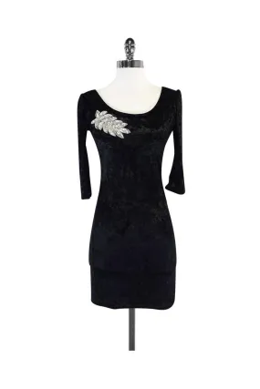 Alice Temperley - Black Velour Bodycon Long Sleeve Dress Sz S