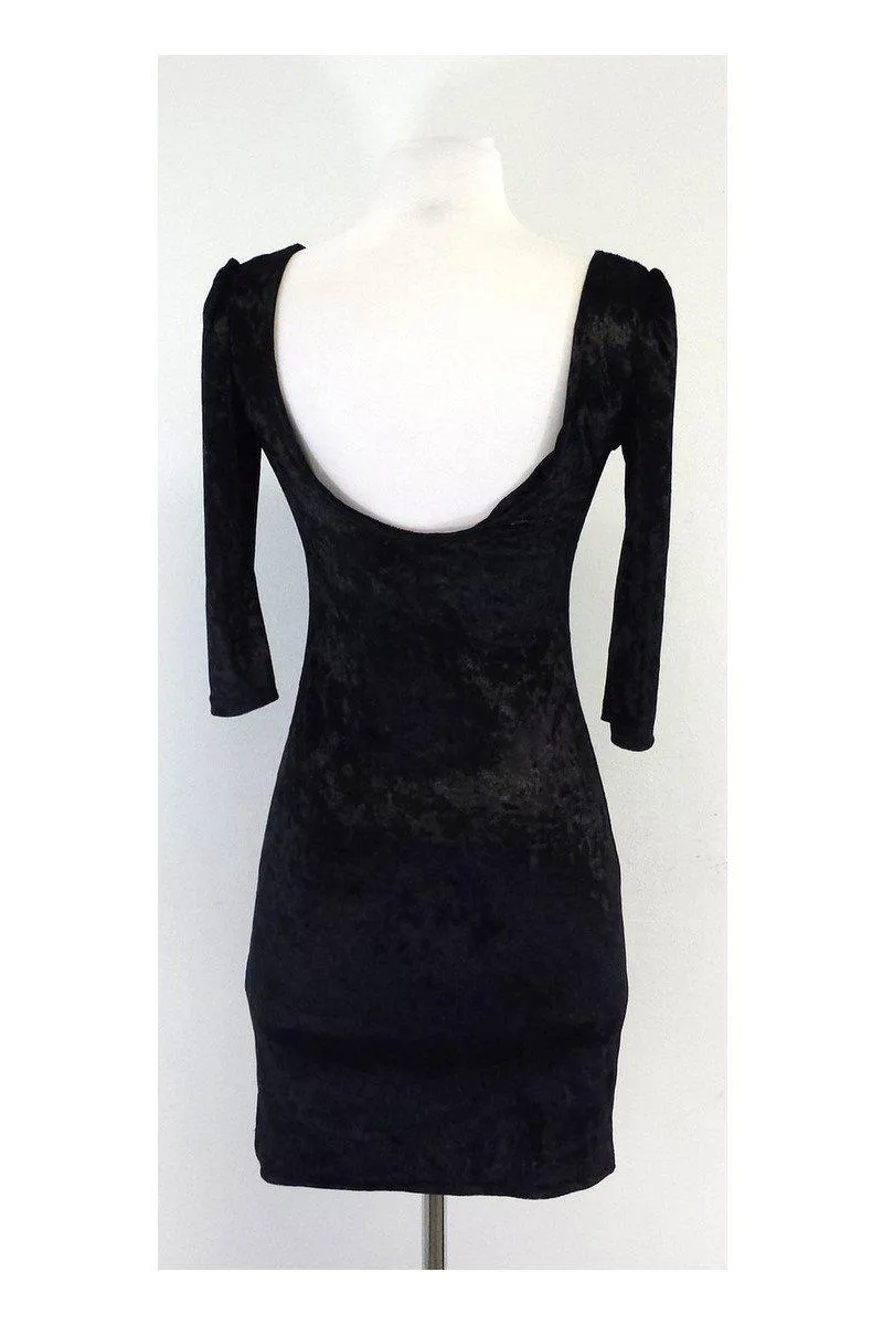 Alice Temperley - Black Velour Bodycon Long Sleeve Dress Sz S