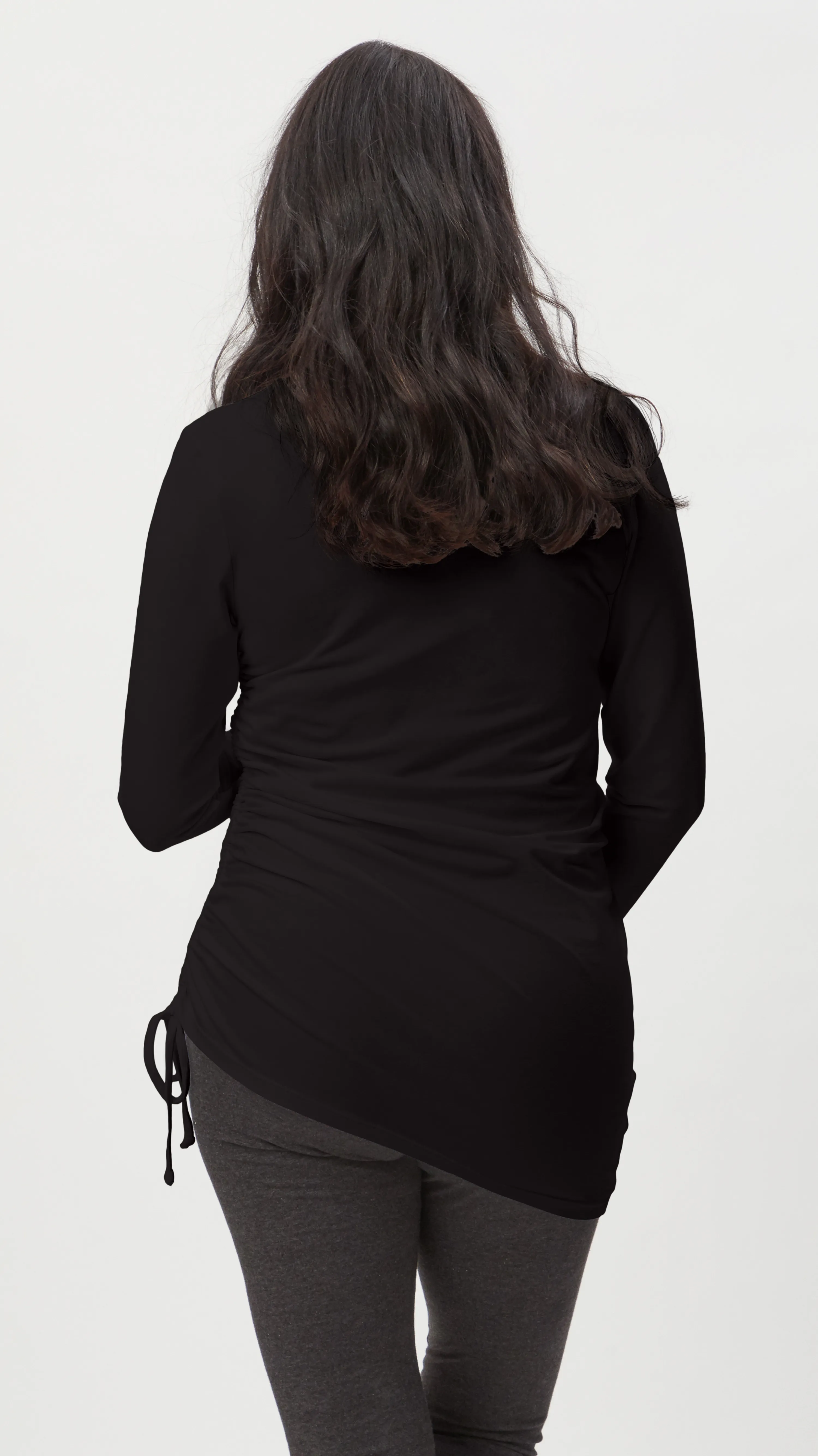 Asymmetrical Maternity Tie Top - Long Sleeve