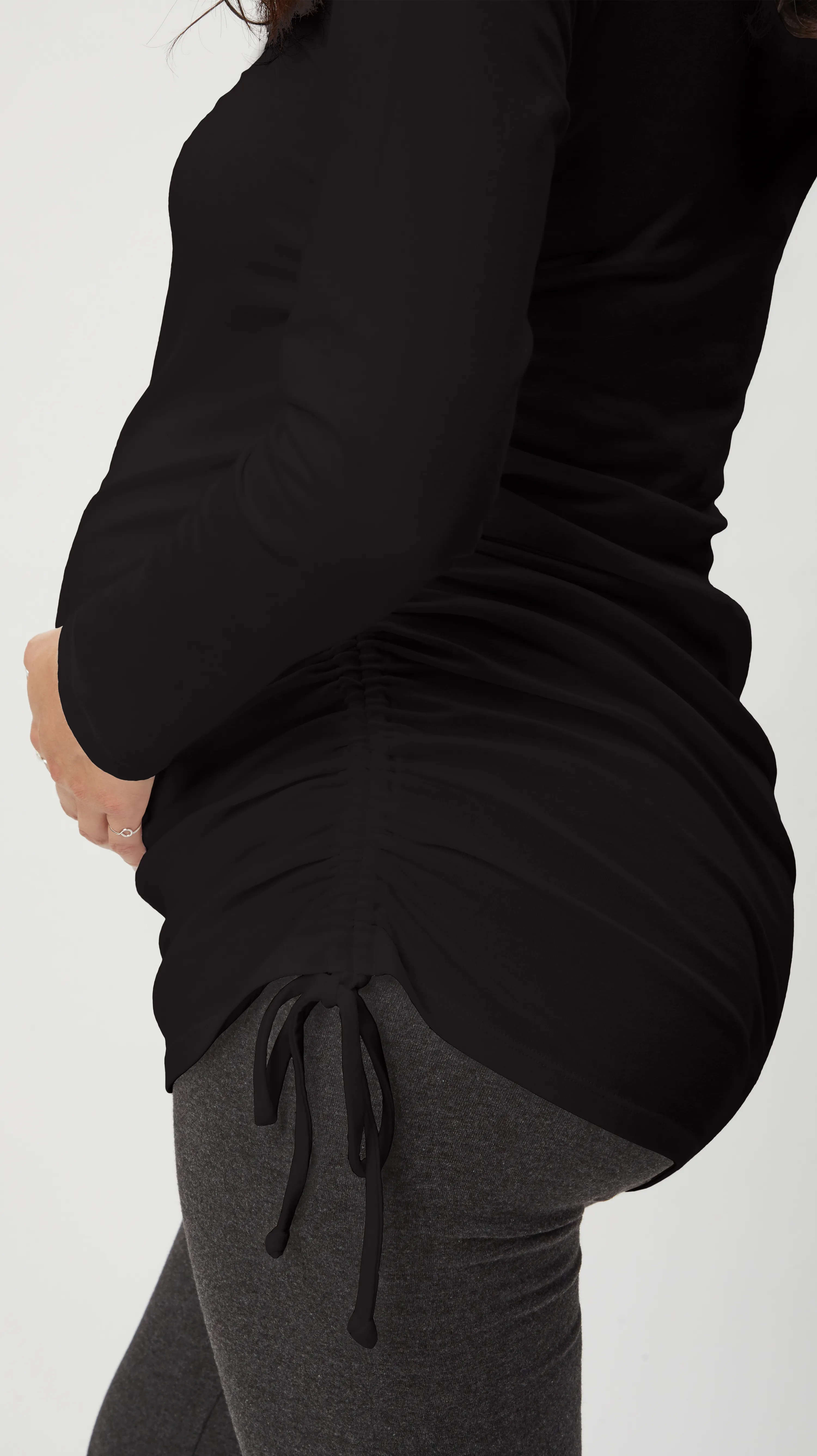 Asymmetrical Maternity Tie Top - Long Sleeve