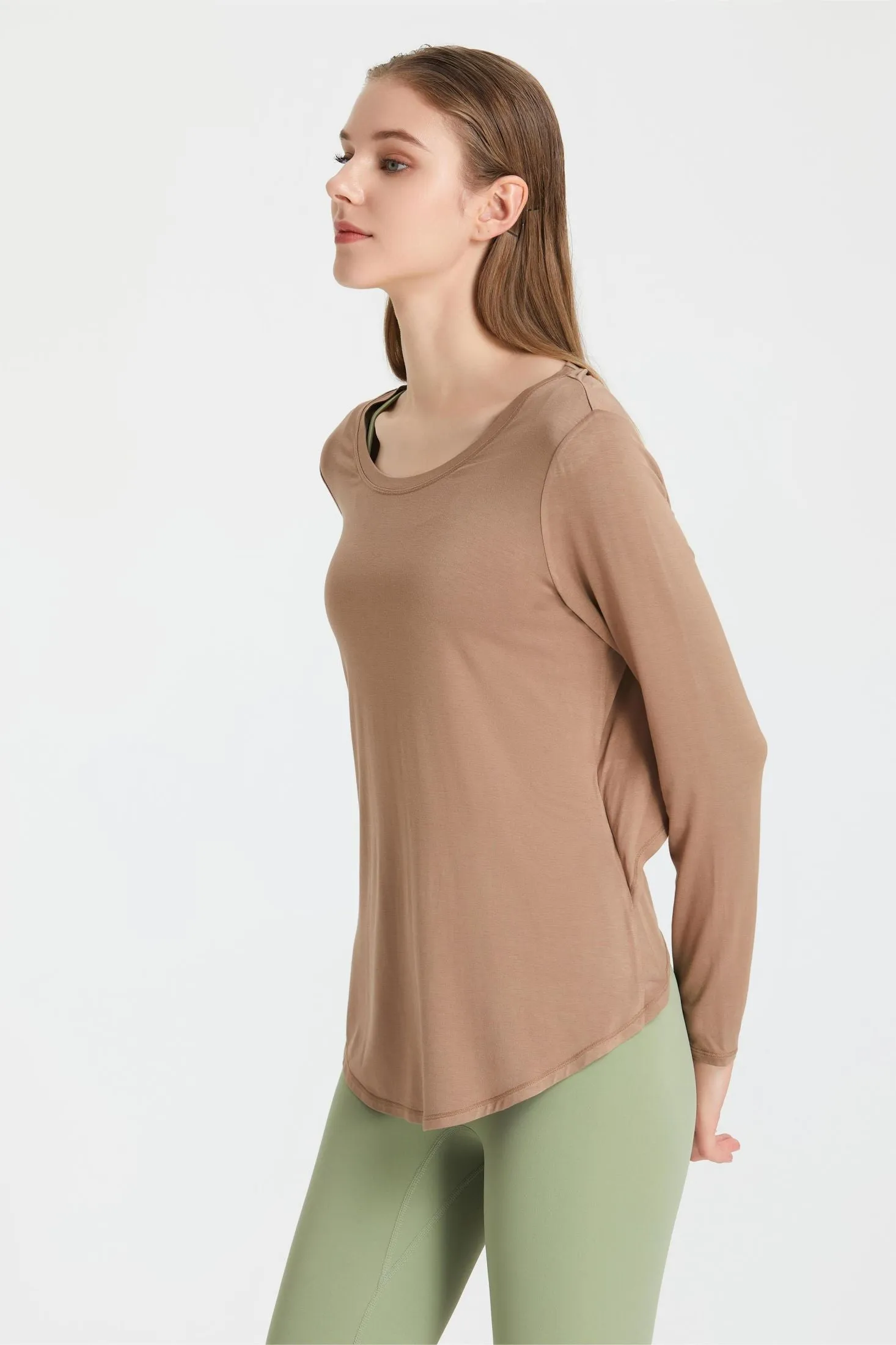 Back Waist Cutout Tie Long Sleeve T-Shirt