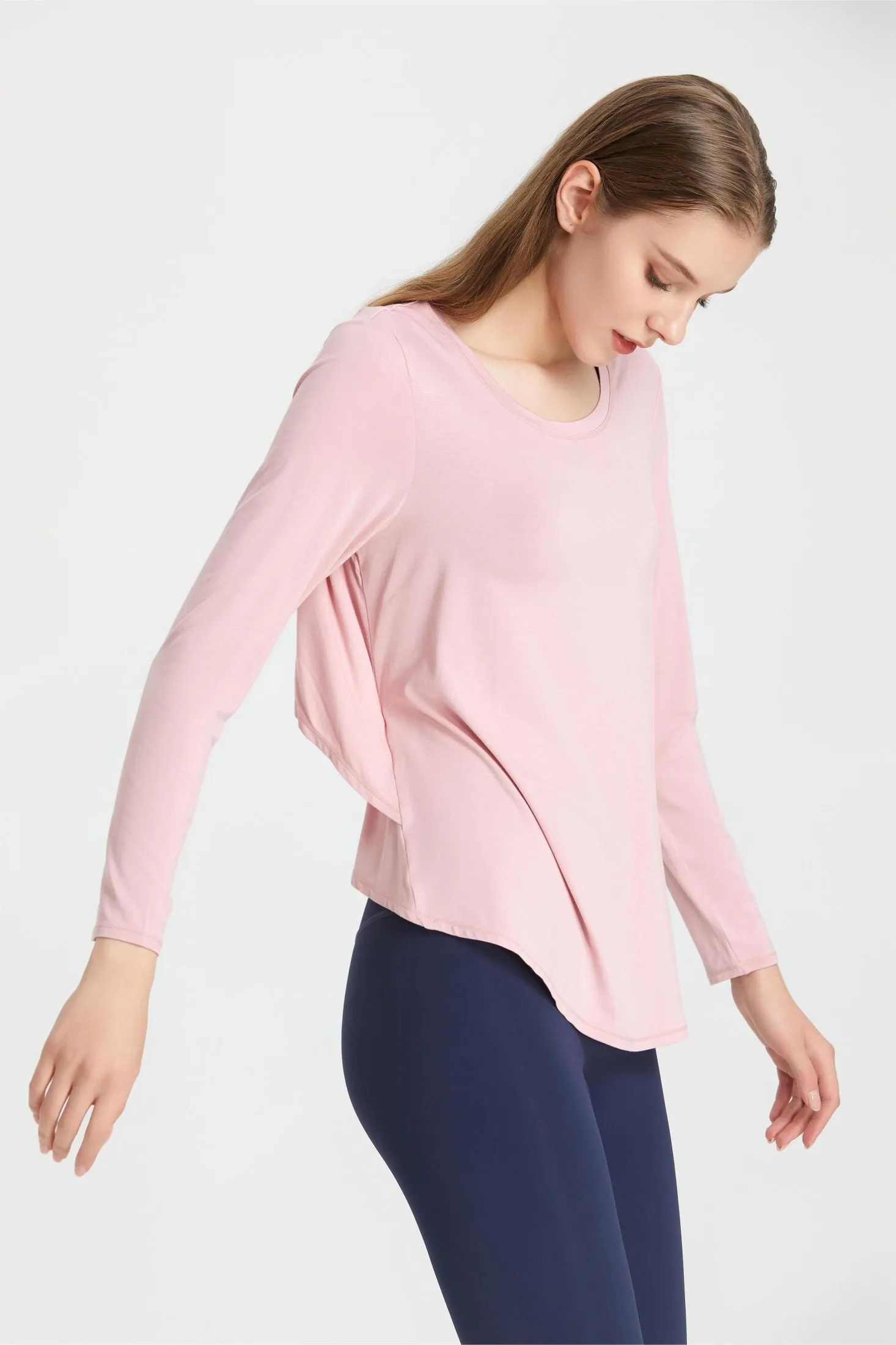 Back Waist Cutout Tie Long Sleeve T-Shirt
