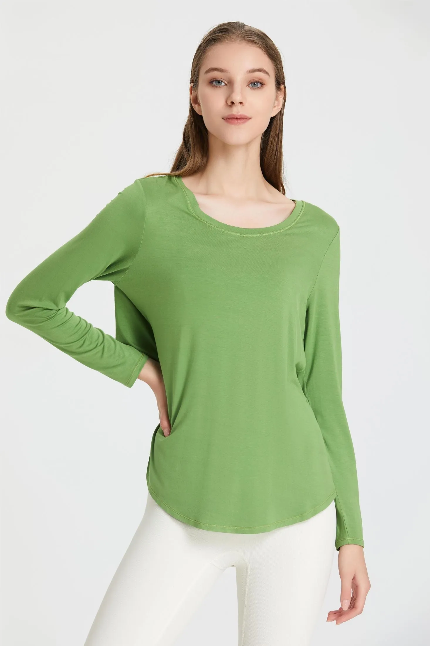 Back Waist Cutout Tie Long Sleeve T-Shirt