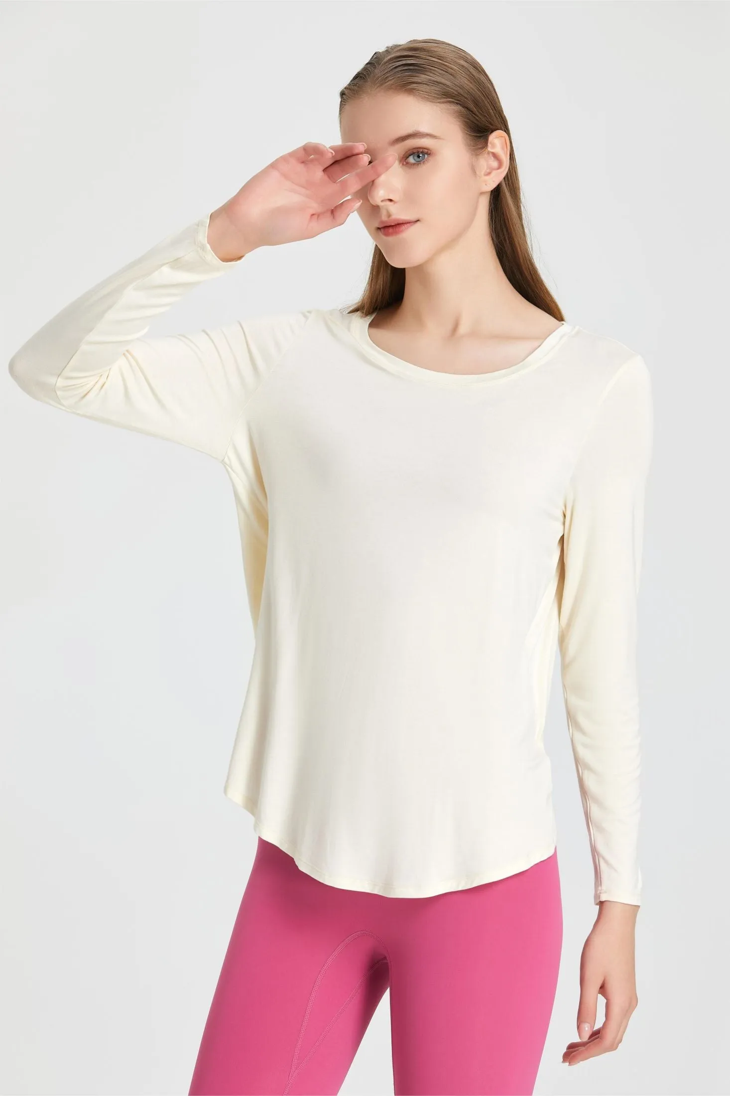 Back Waist Cutout Tie Long Sleeve T-Shirt