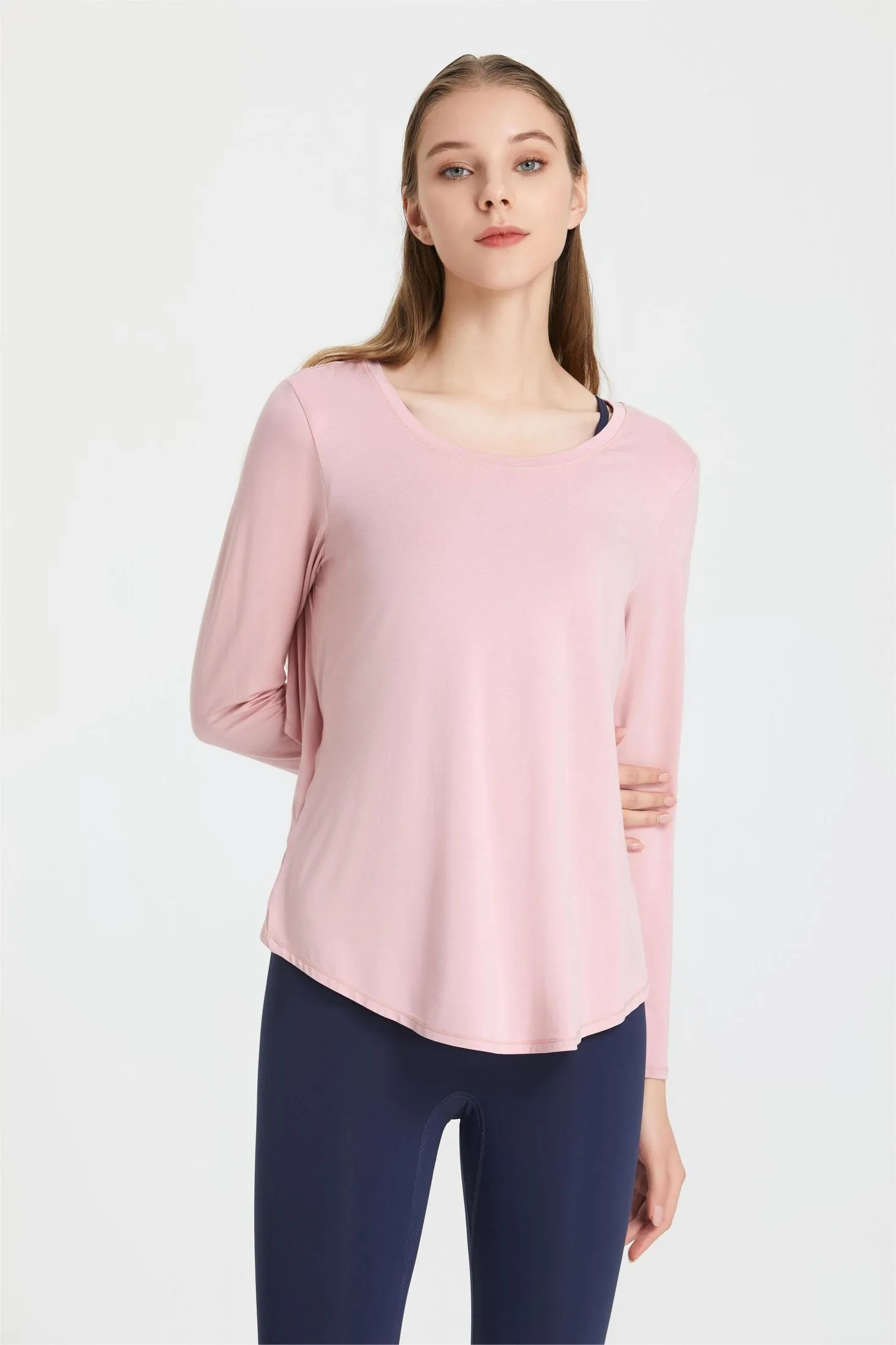 Back Waist Cutout Tie Long Sleeve T-Shirt