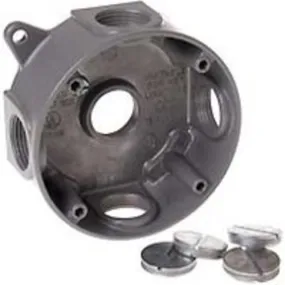 Bell 5372-0 Round Weatherproof Splice Box, 5-3/4" Outlets, Gray