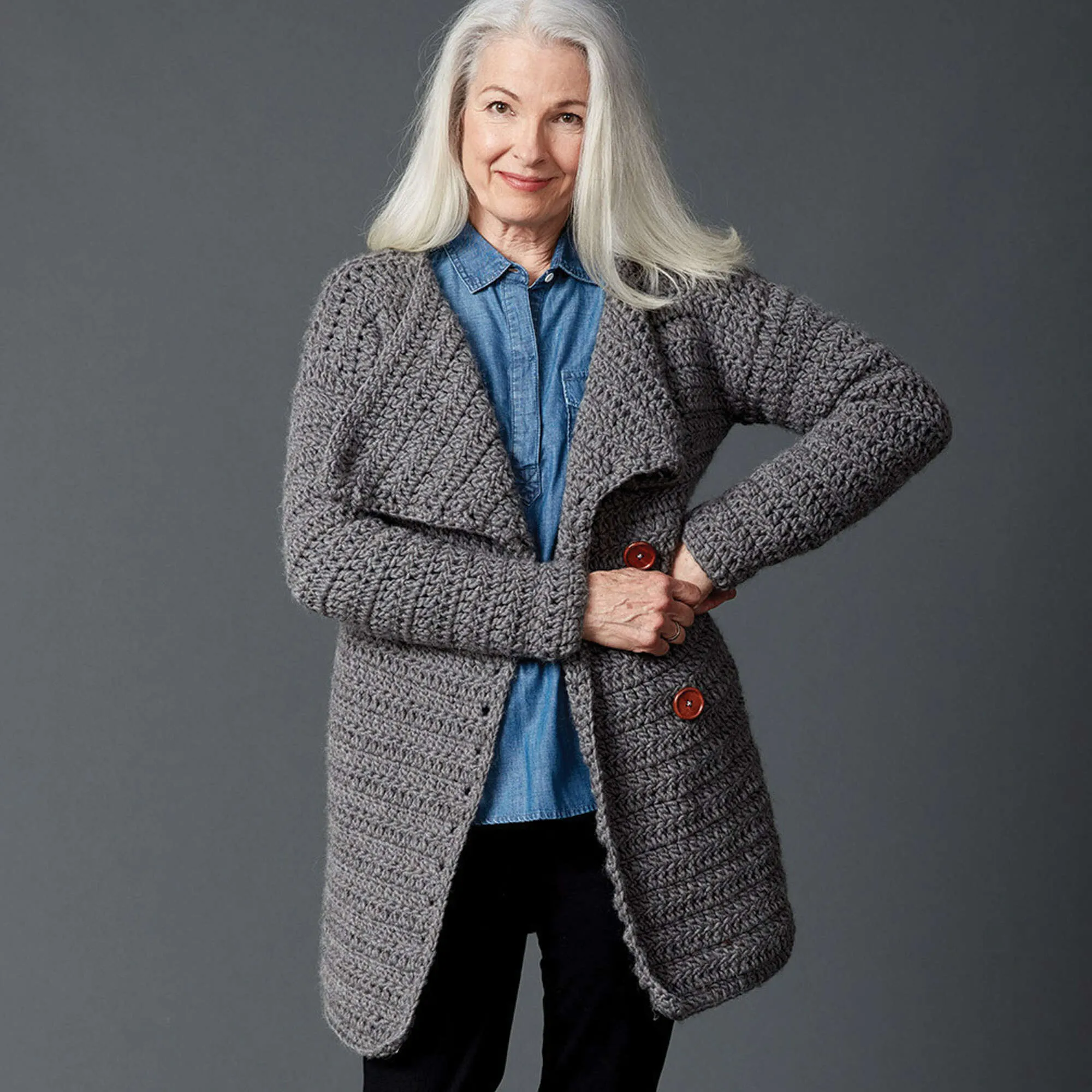 Bernat Big Collar Crochet Coat