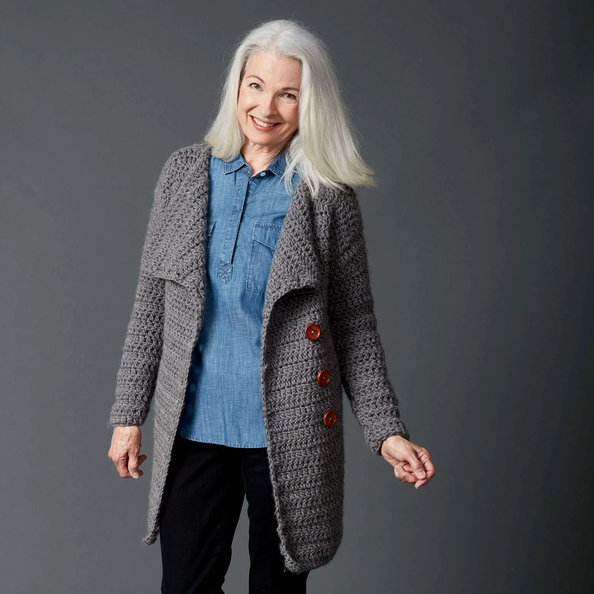 Bernat Big Collar Crochet Coat