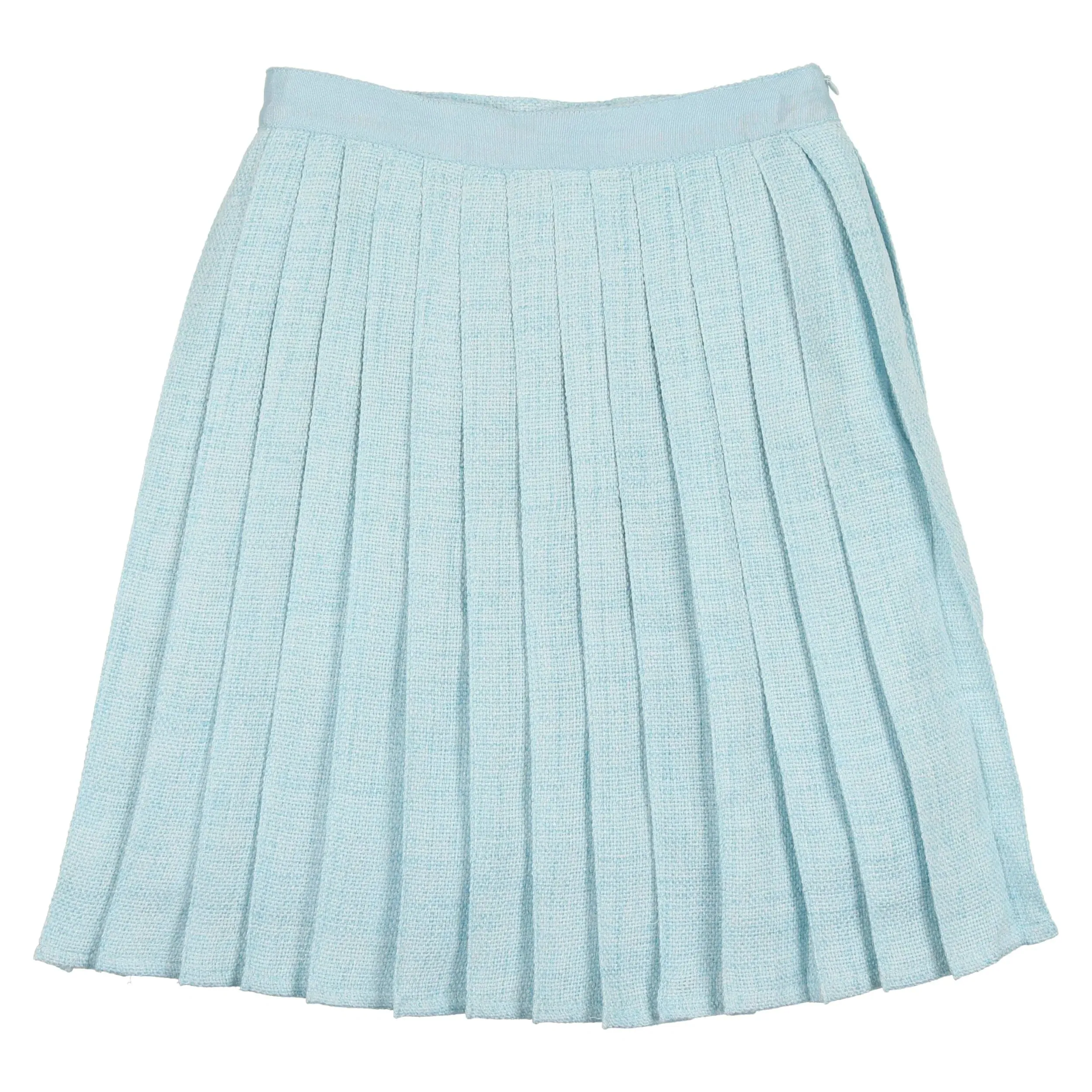 Coco Blanc Pleated Woven Skirt- Pale Blue