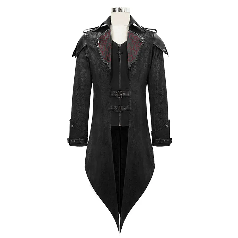 CT06901 movie actor false two pieces black hooded leather long coats for men