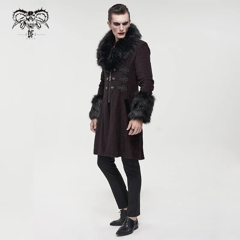 CT19002 red Gothic fur collar coat