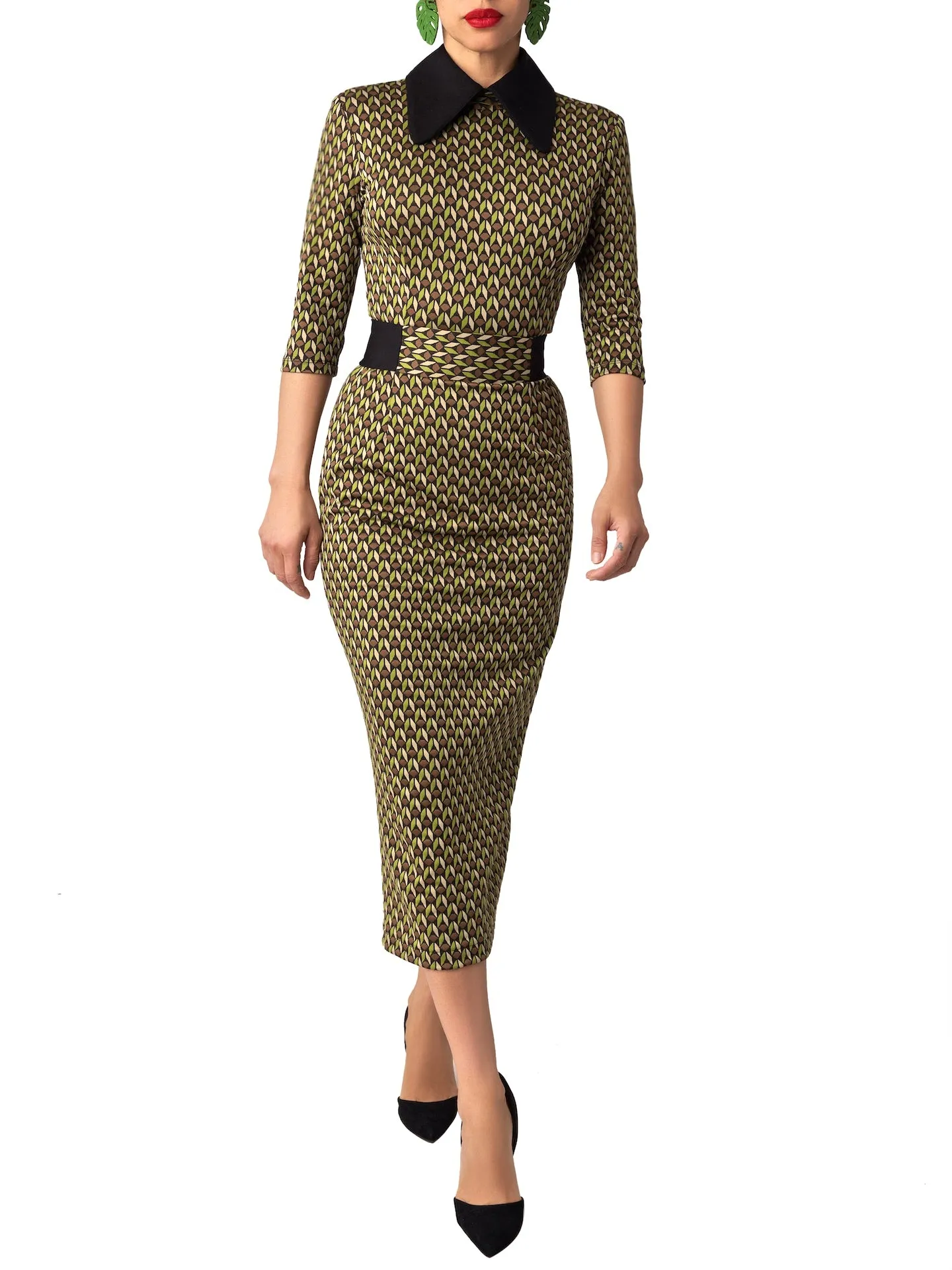 “Elena” Pattern Pencil Dress