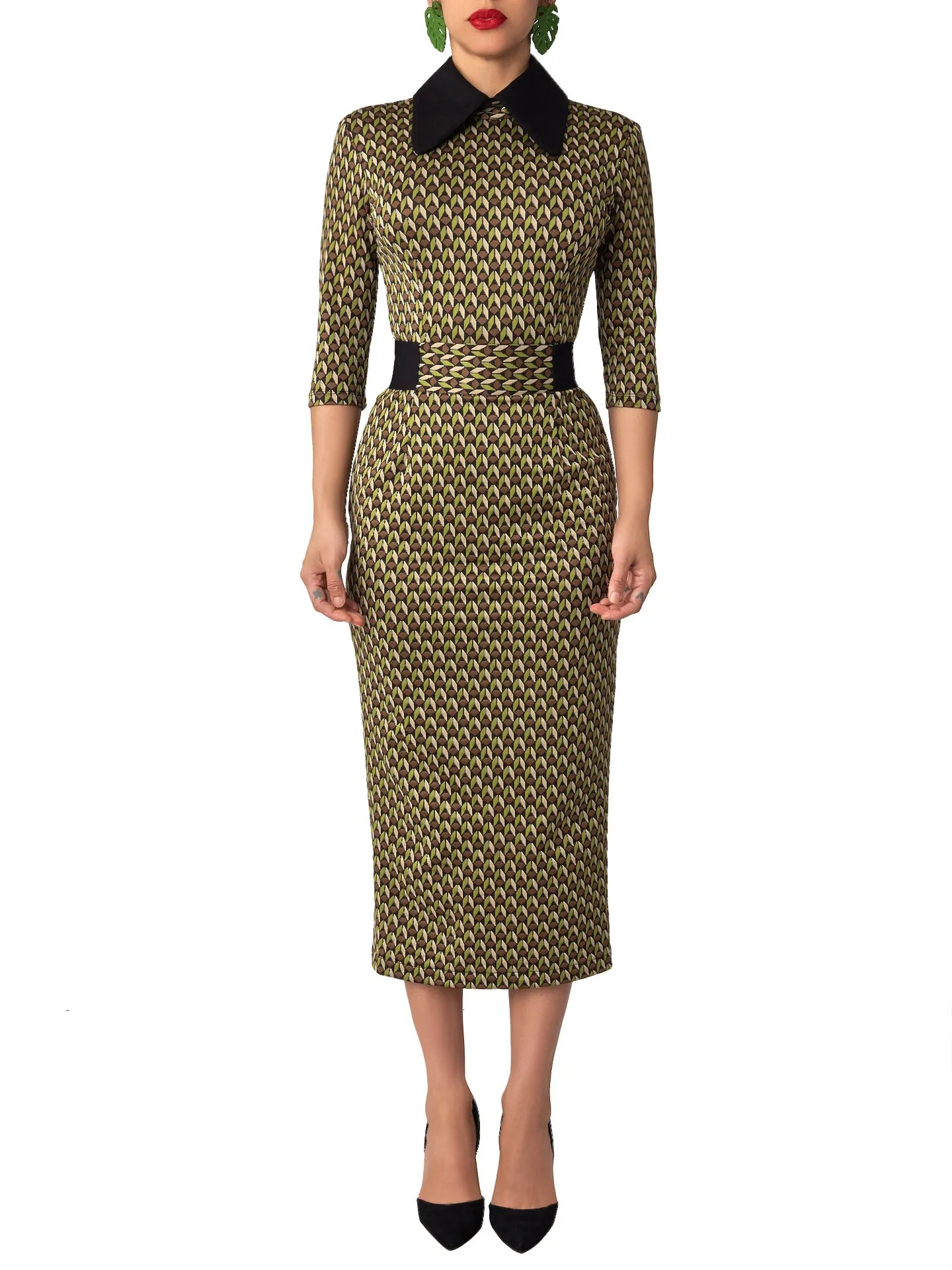 “Elena” Pattern Pencil Dress