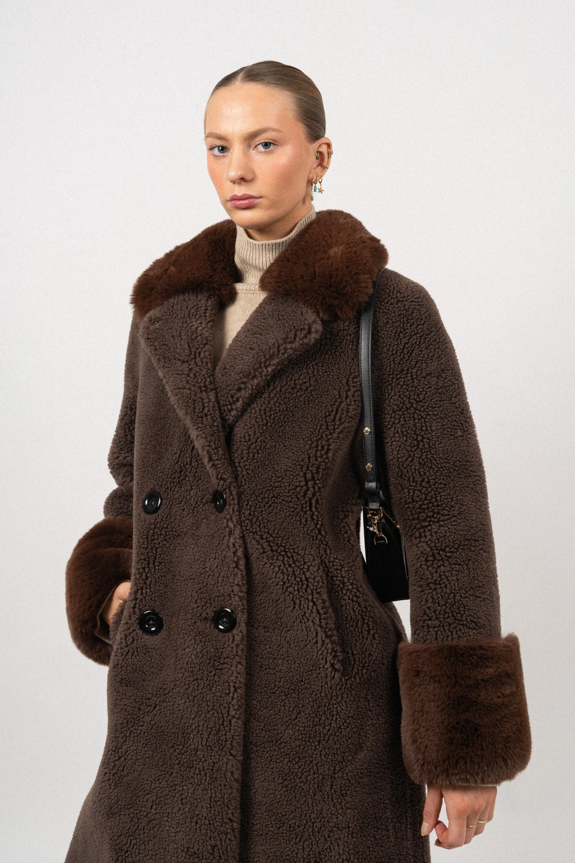 Fiona Wool Coat Long - Chocolate Brown