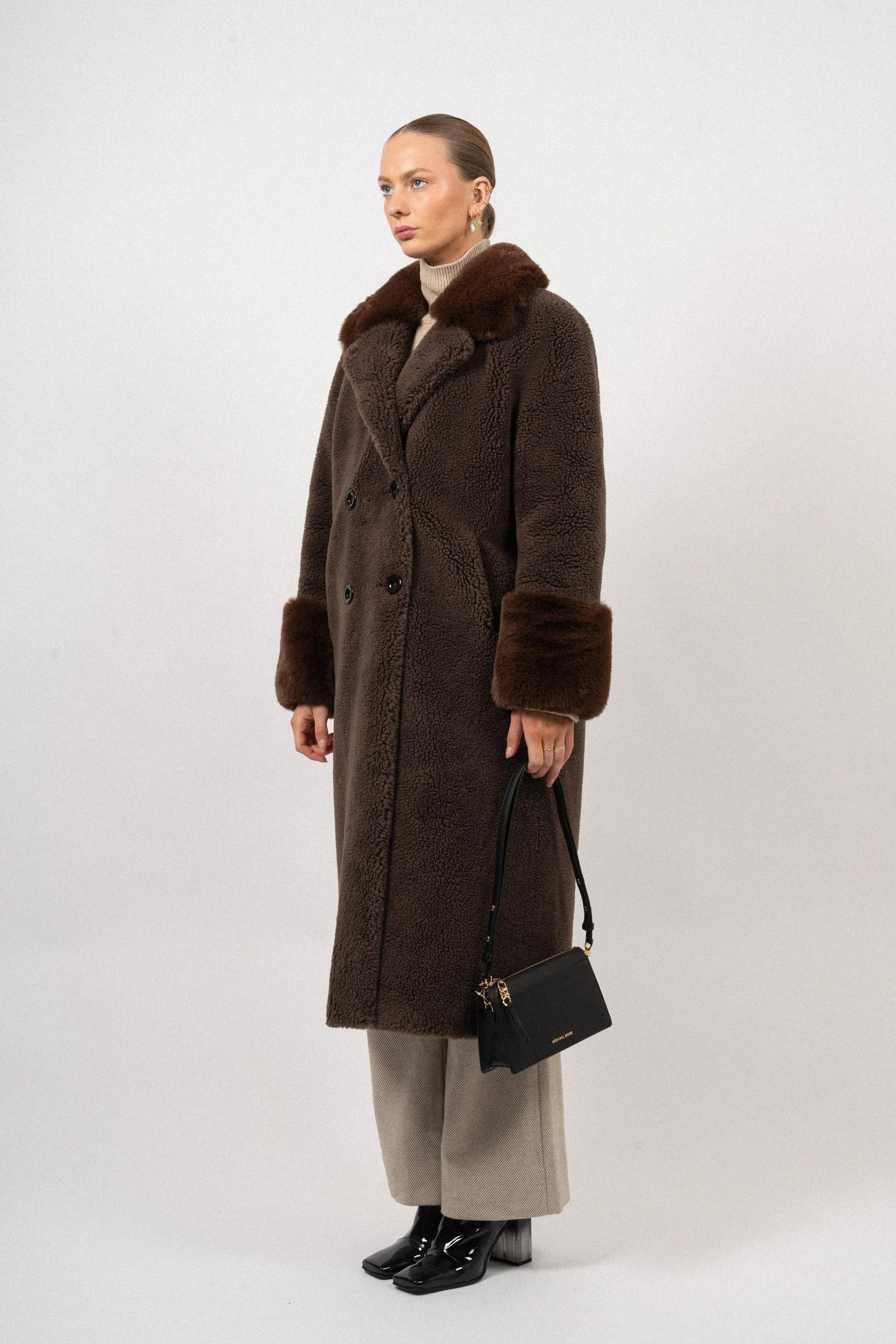 Fiona Wool Coat Long - Chocolate Brown