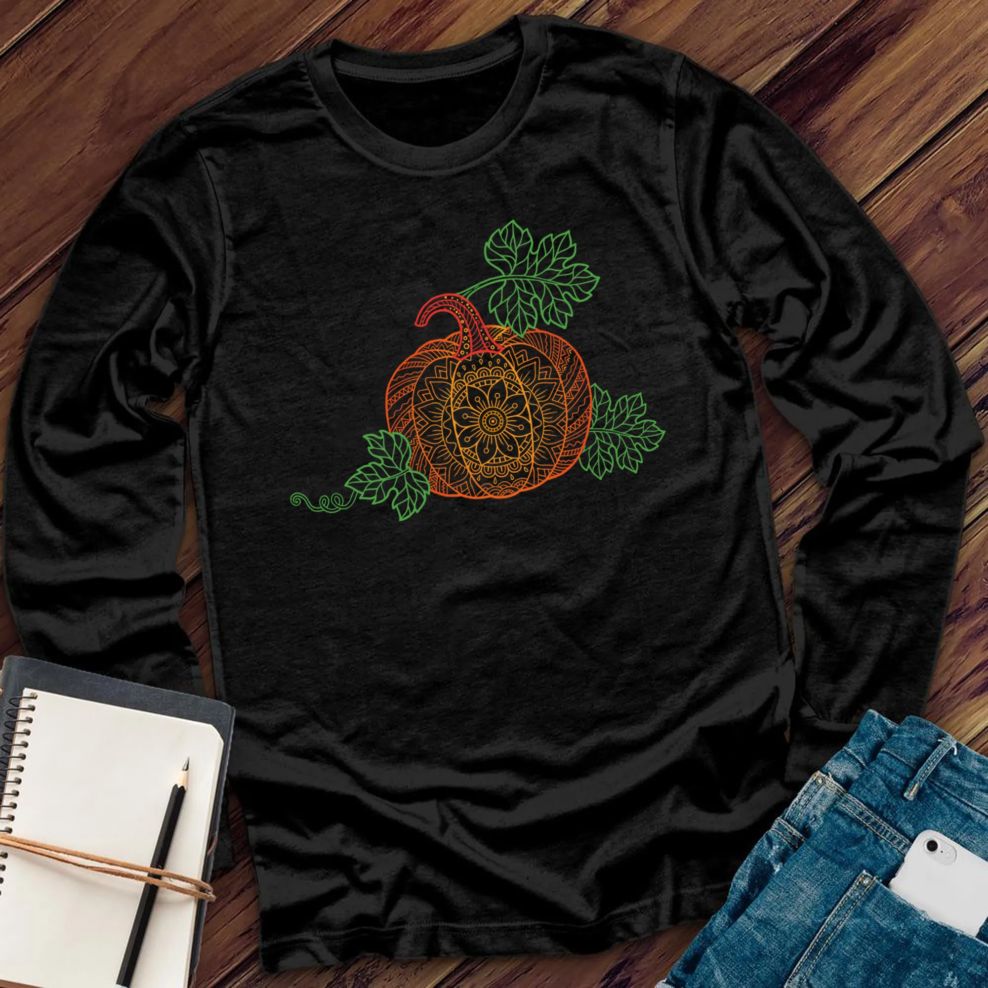 Flower Pumpkin Mandala Long Sleeve