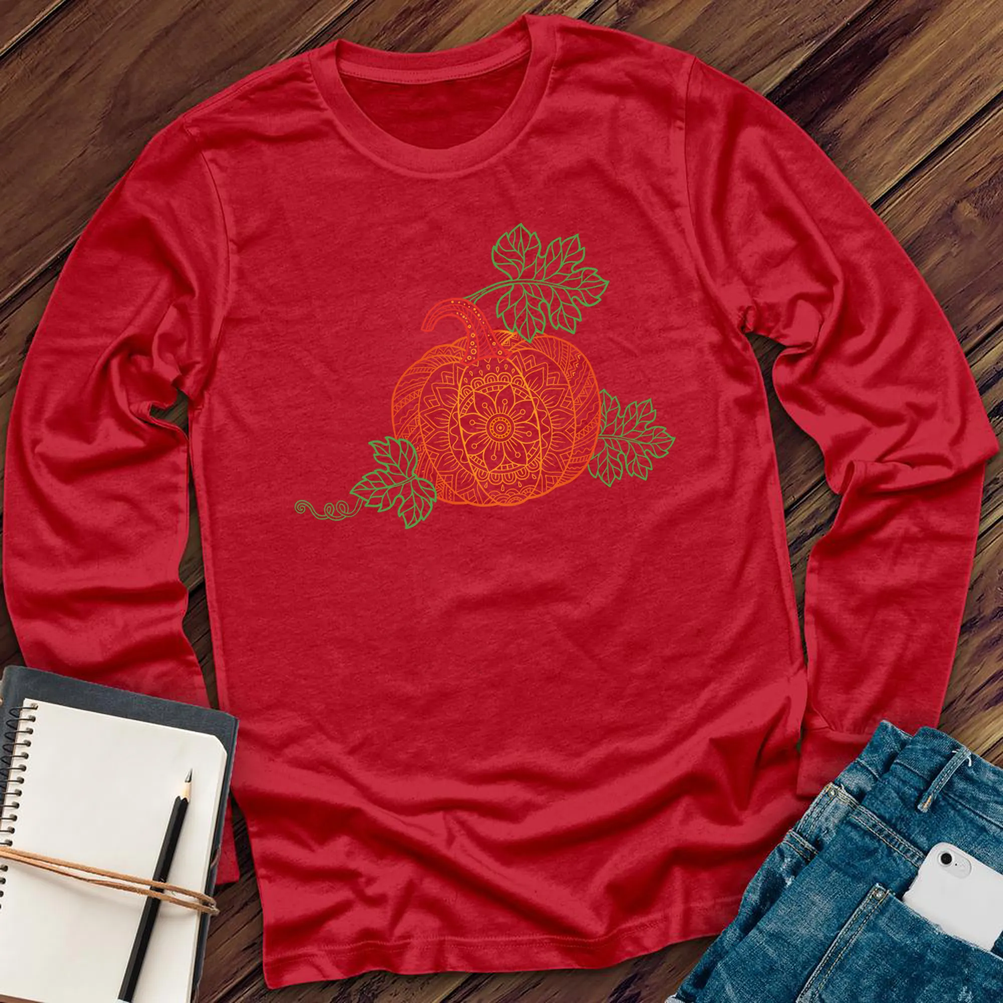 Flower Pumpkin Mandala Long Sleeve