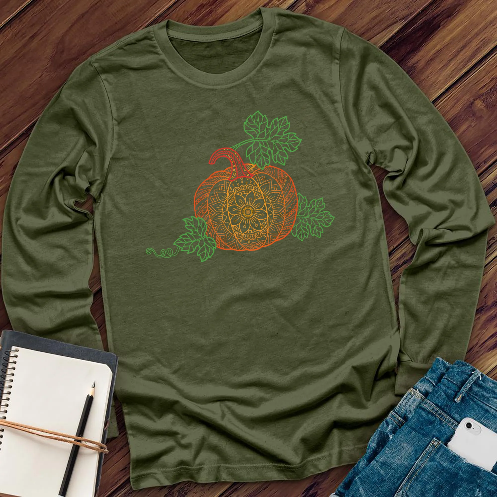 Flower Pumpkin Mandala Long Sleeve