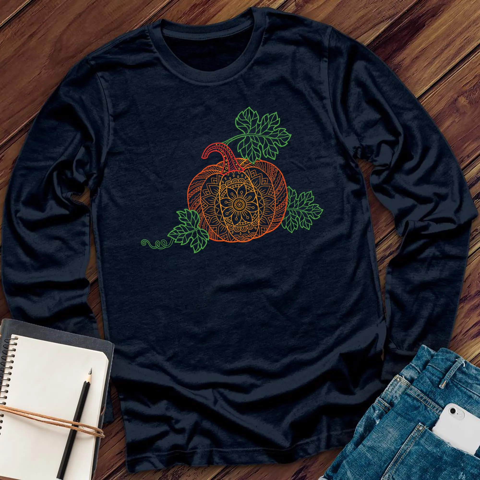 Flower Pumpkin Mandala Long Sleeve