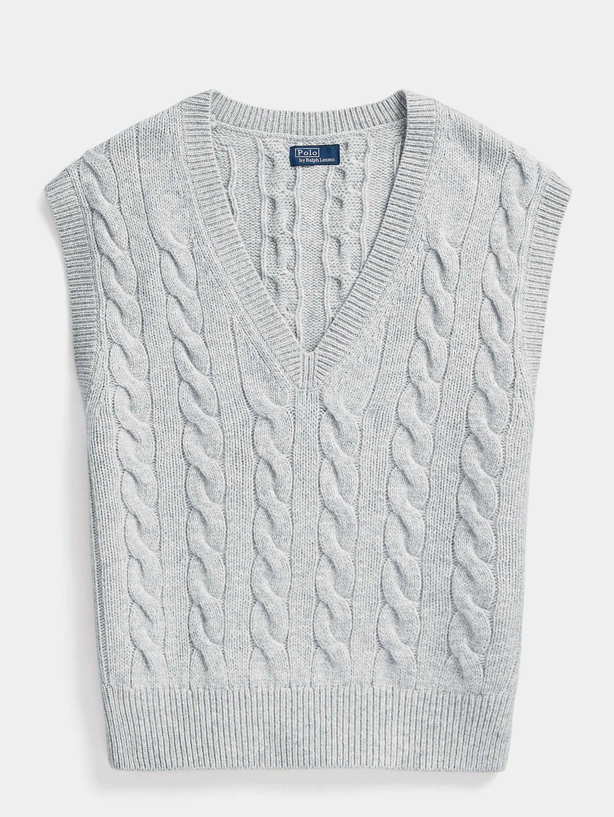 Gilet a Trecce in Misto Cashmere Grigio Melange