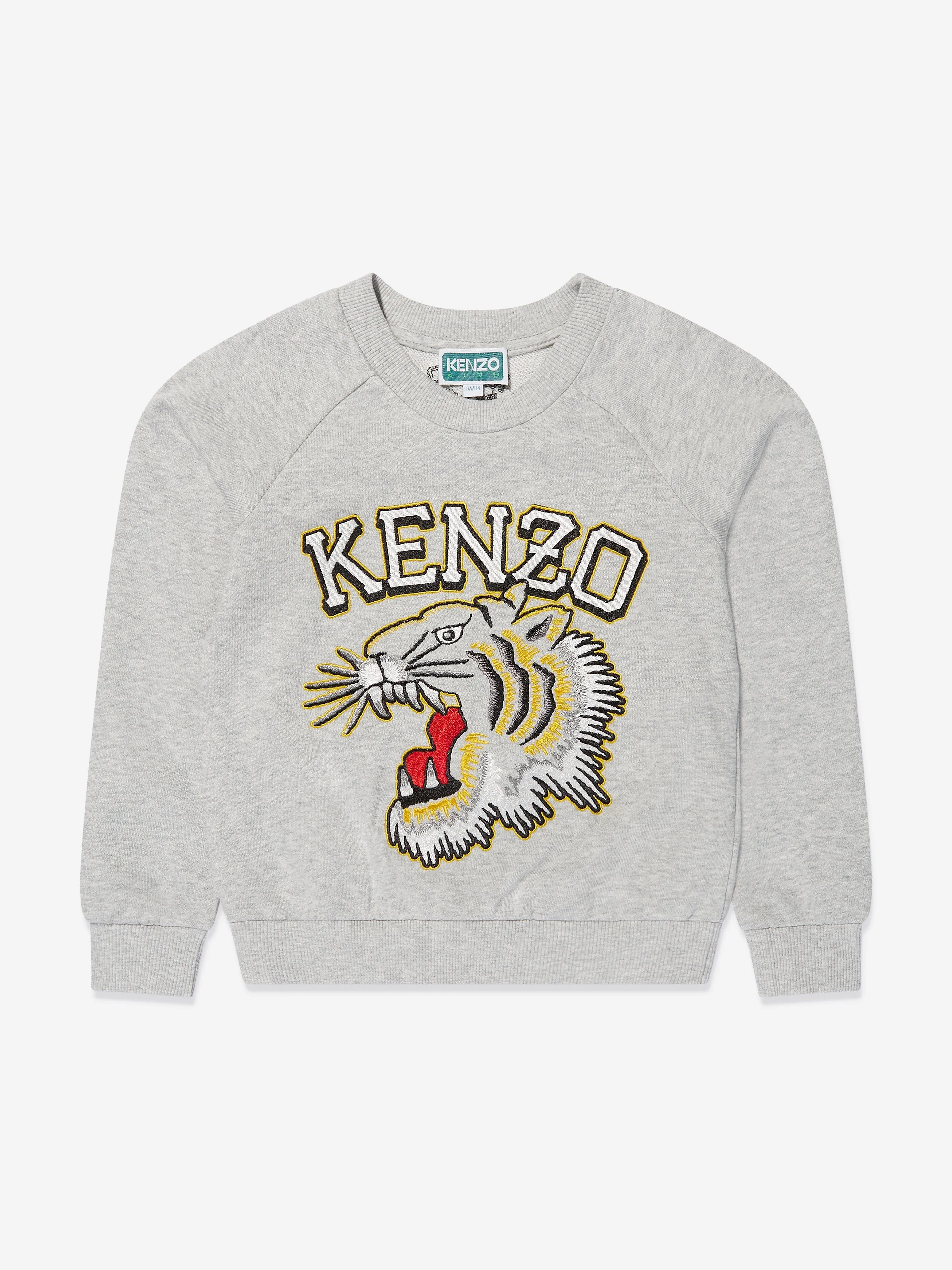 KENZO Boys Tiger Logo Sweatshirt in Grey