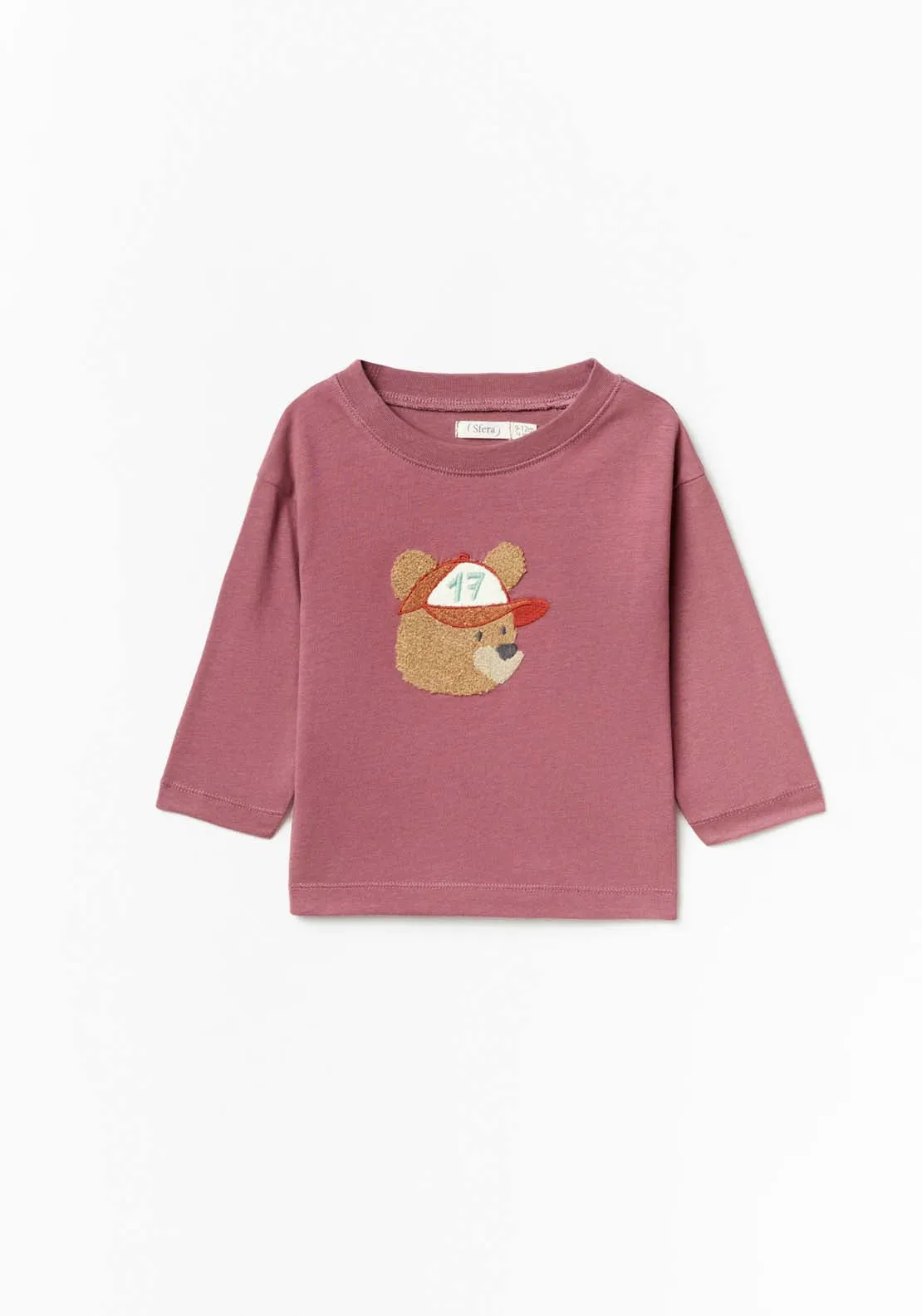 Long Sleeve Bear Tshirt - Wine