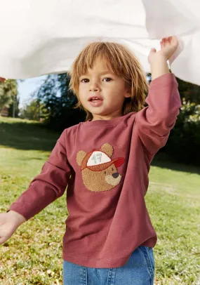 Long Sleeve Bear Tshirt - Wine