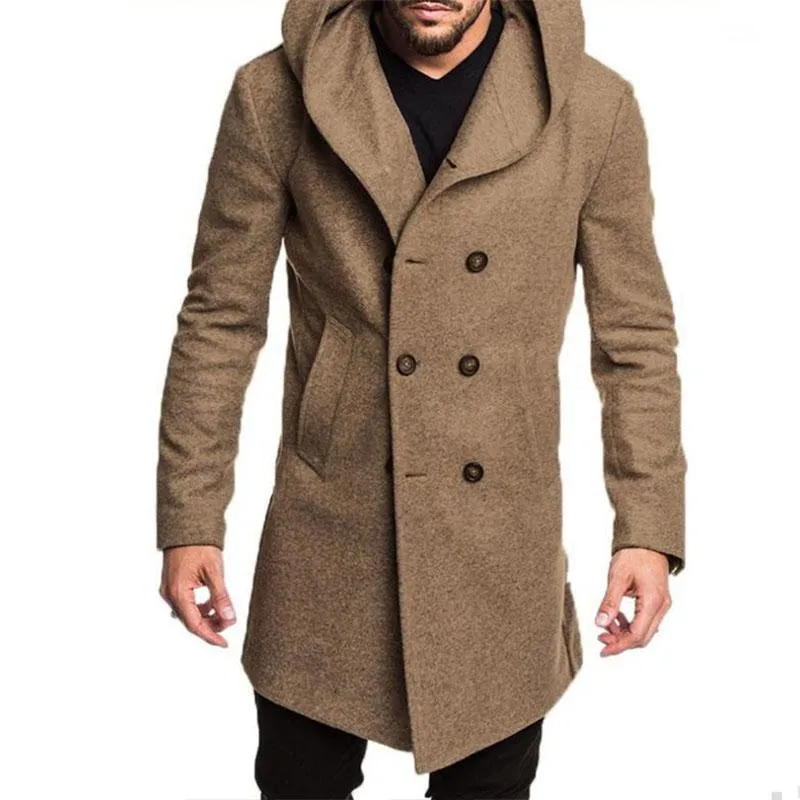 Men's Casual Hooded Double Breasted Coat 61052493M