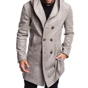 Men's Casual Hooded Double Breasted Coat 61052493M