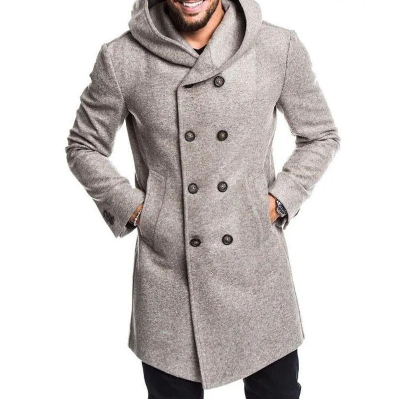 Men's Casual Hooded Double Breasted Coat 61052493M