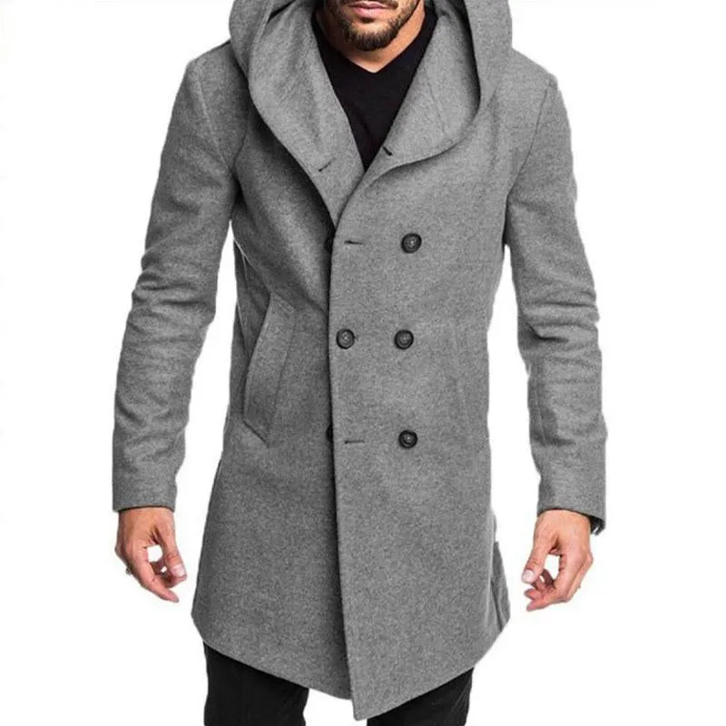 Men's Casual Hooded Double Breasted Coat 61052493M