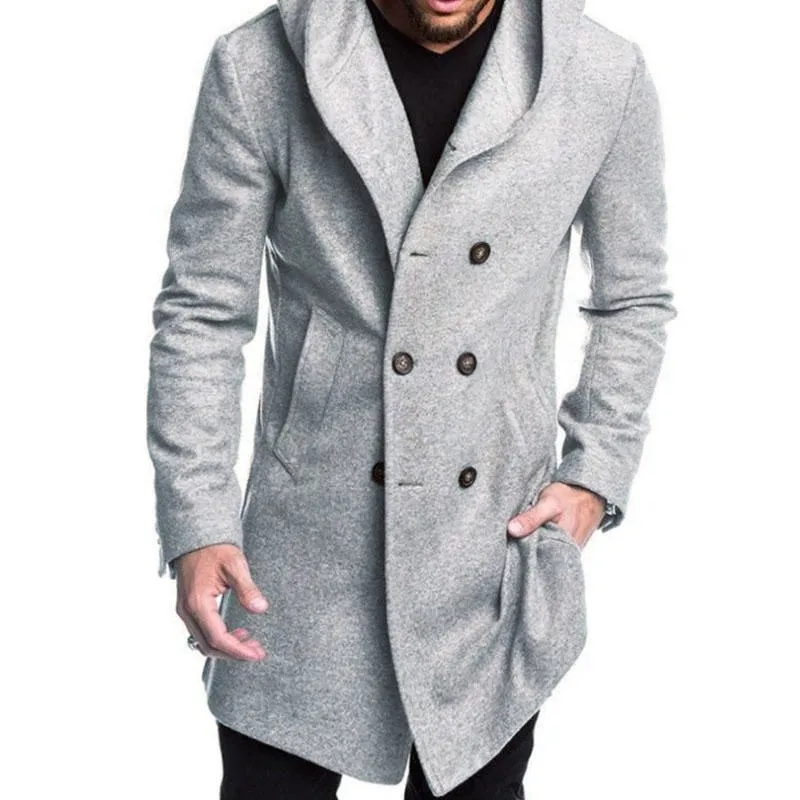 Men's Casual Hooded Double Breasted Coat 61052493M