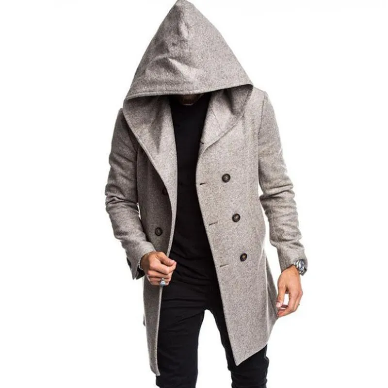Men's Casual Hooded Double Breasted Coat 61052493M