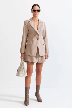 Minimalist Co-ord Corset Type with Cords - Creamy Nude