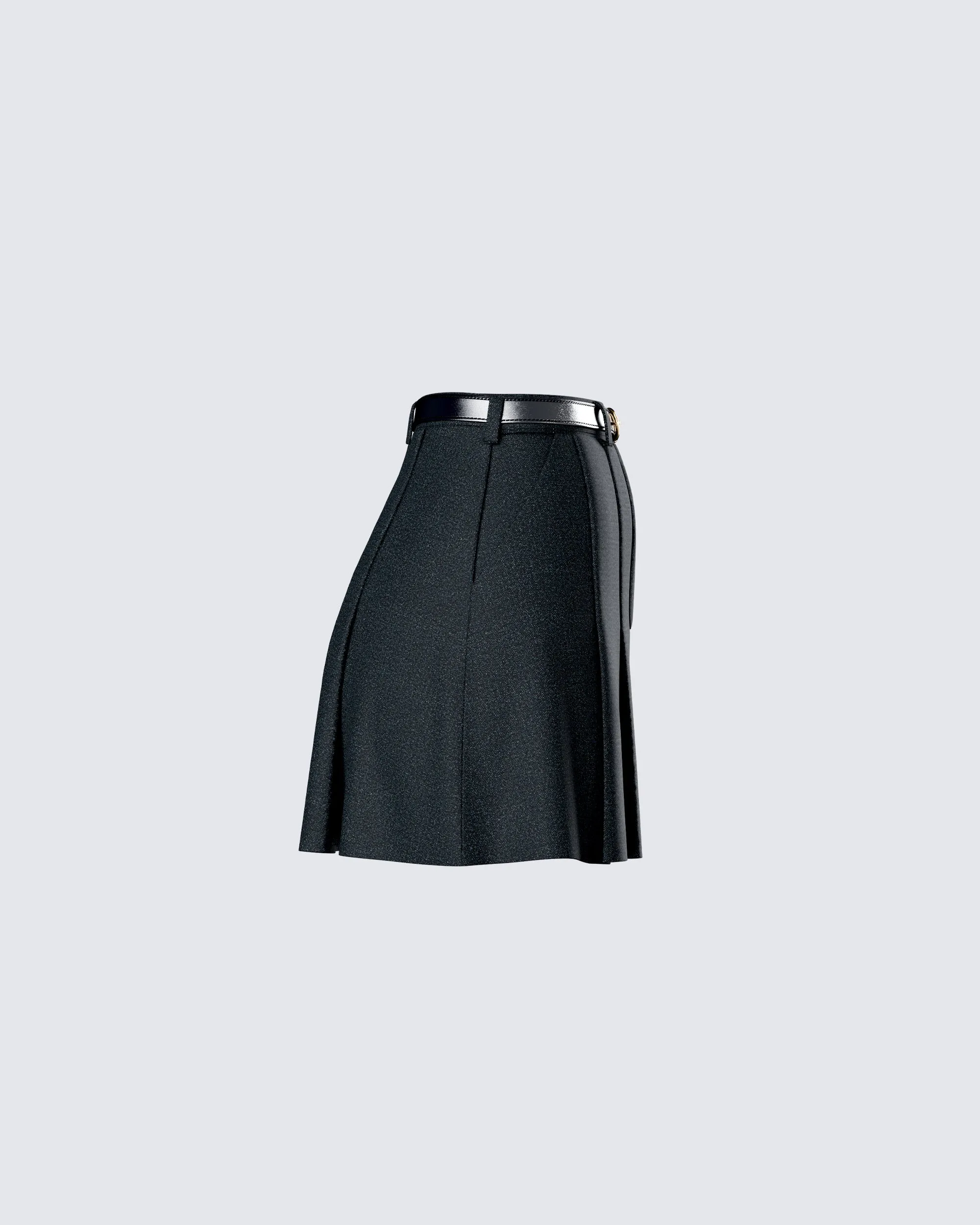 Perla Black Pleated Mini Skirt