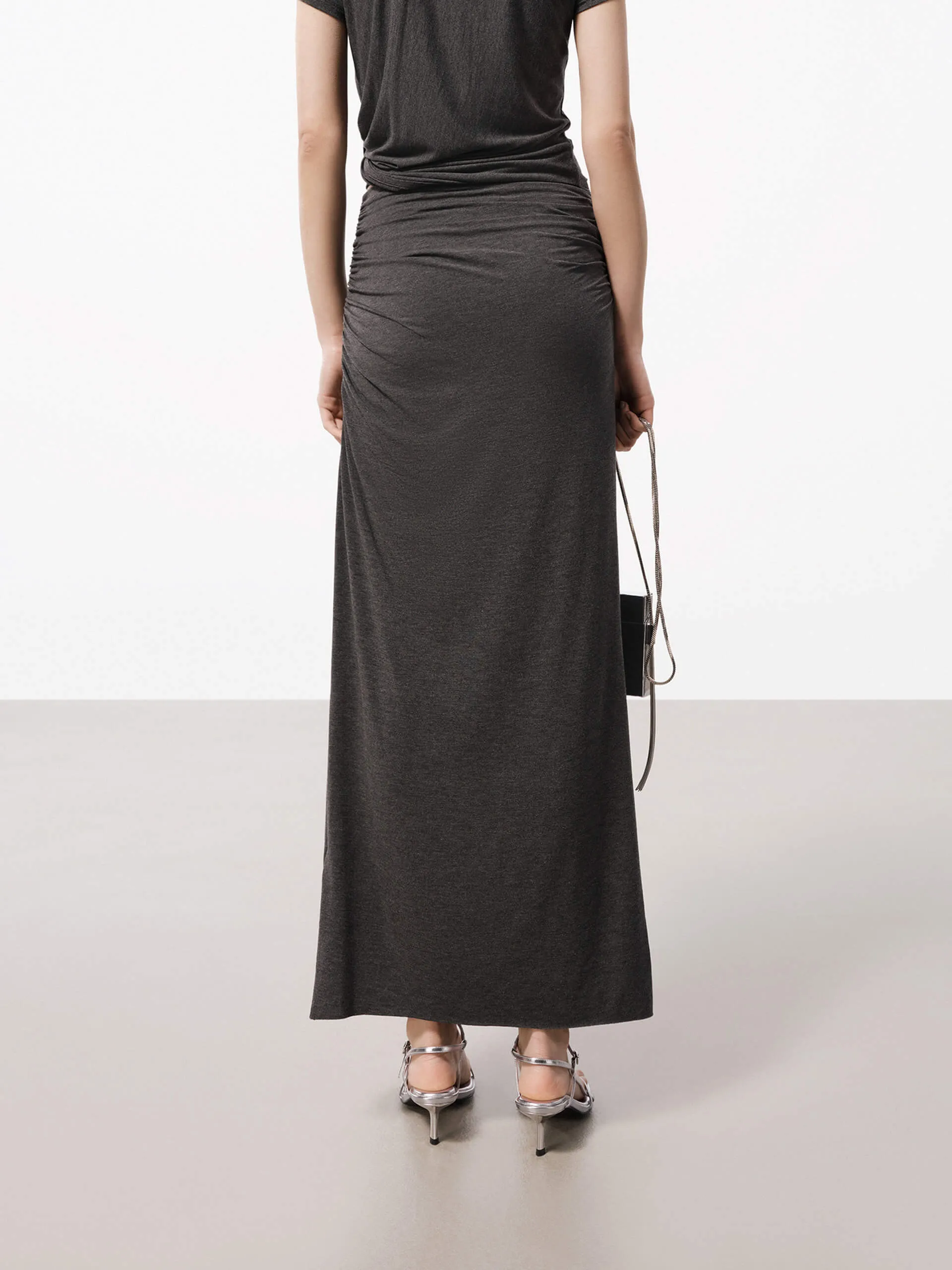 Pleated Detail Straight Skirt