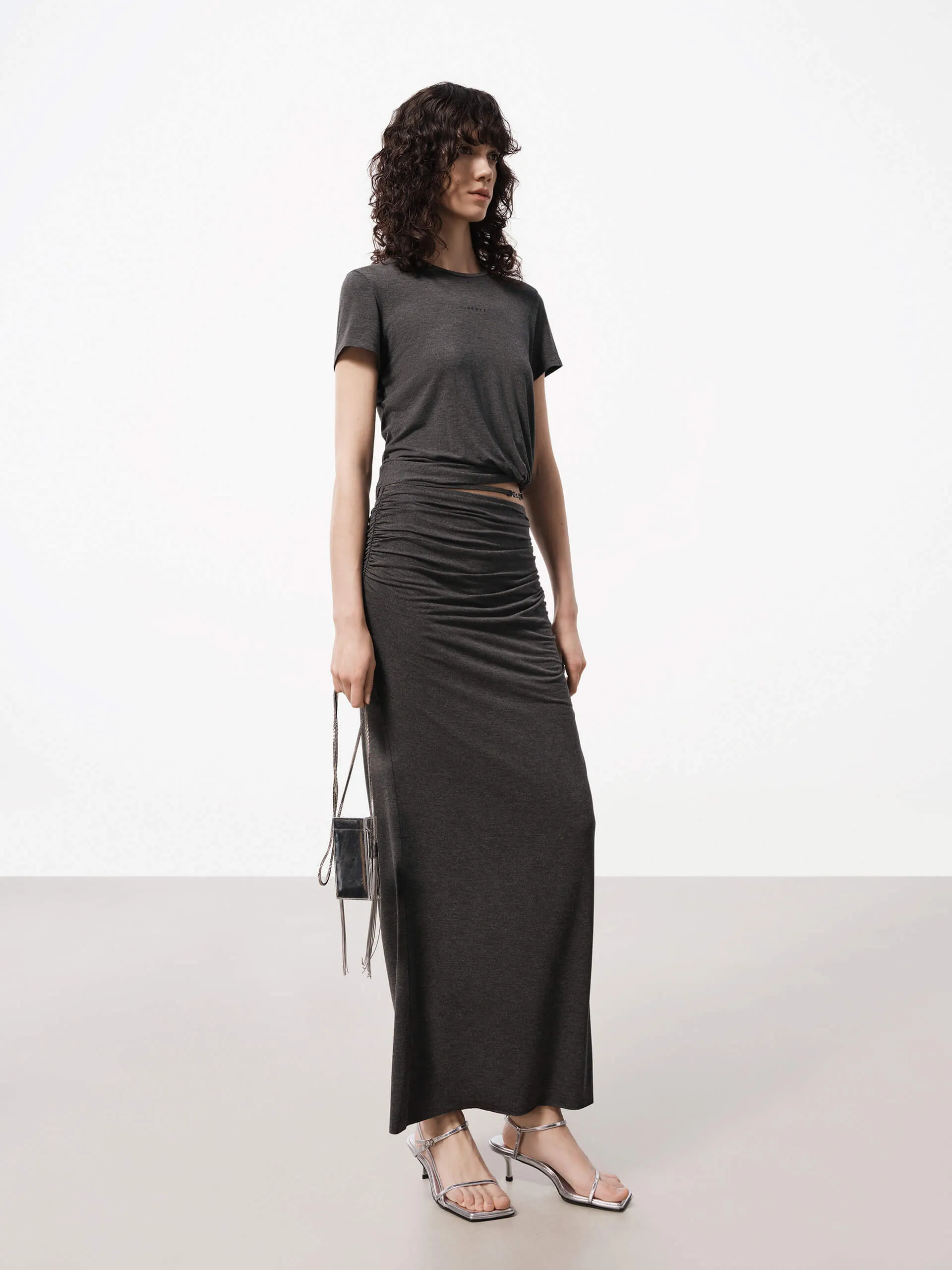 Pleated Detail Straight Skirt
