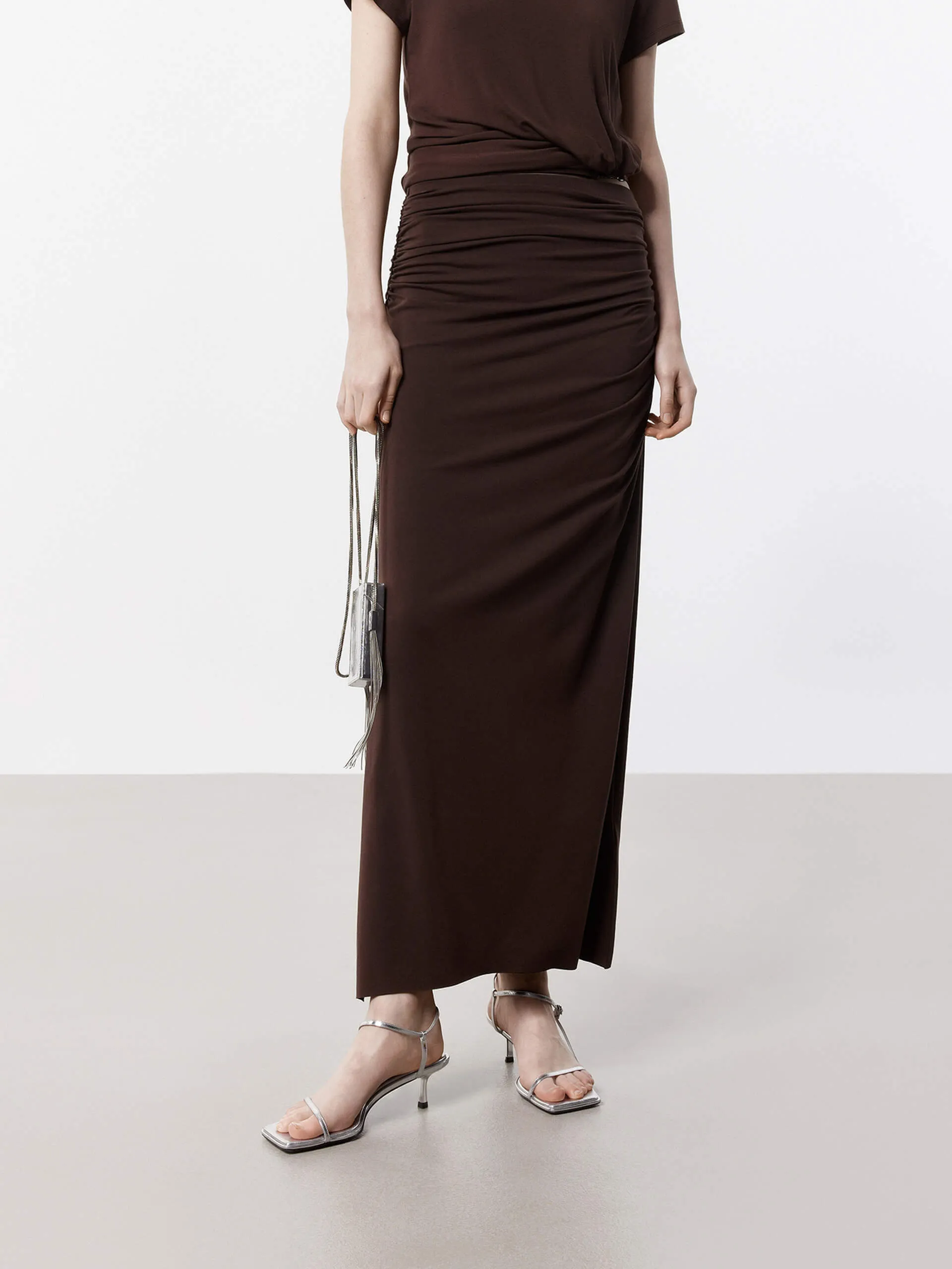 Pleated Detail Straight Skirt