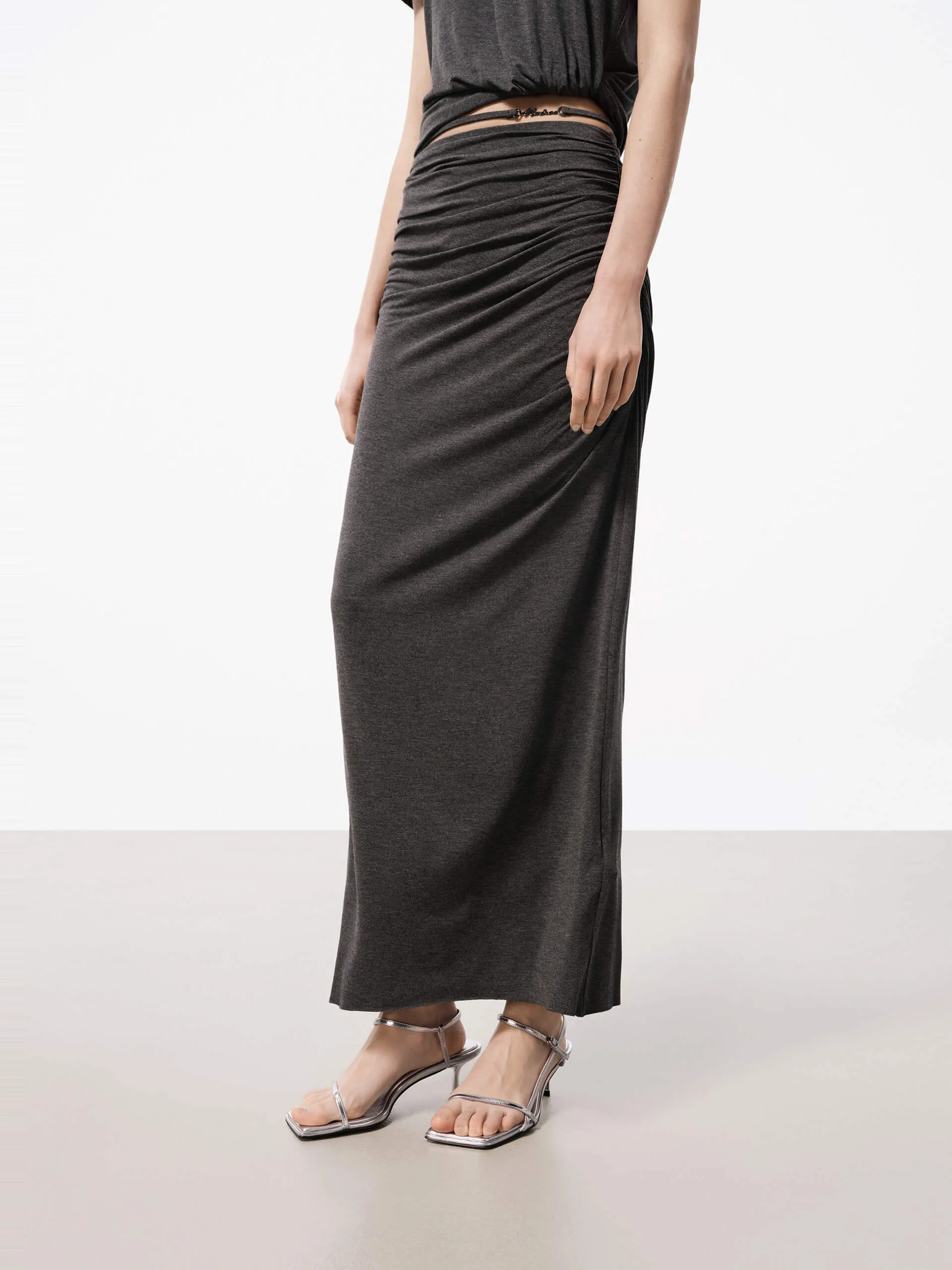 Pleated Detail Straight Skirt