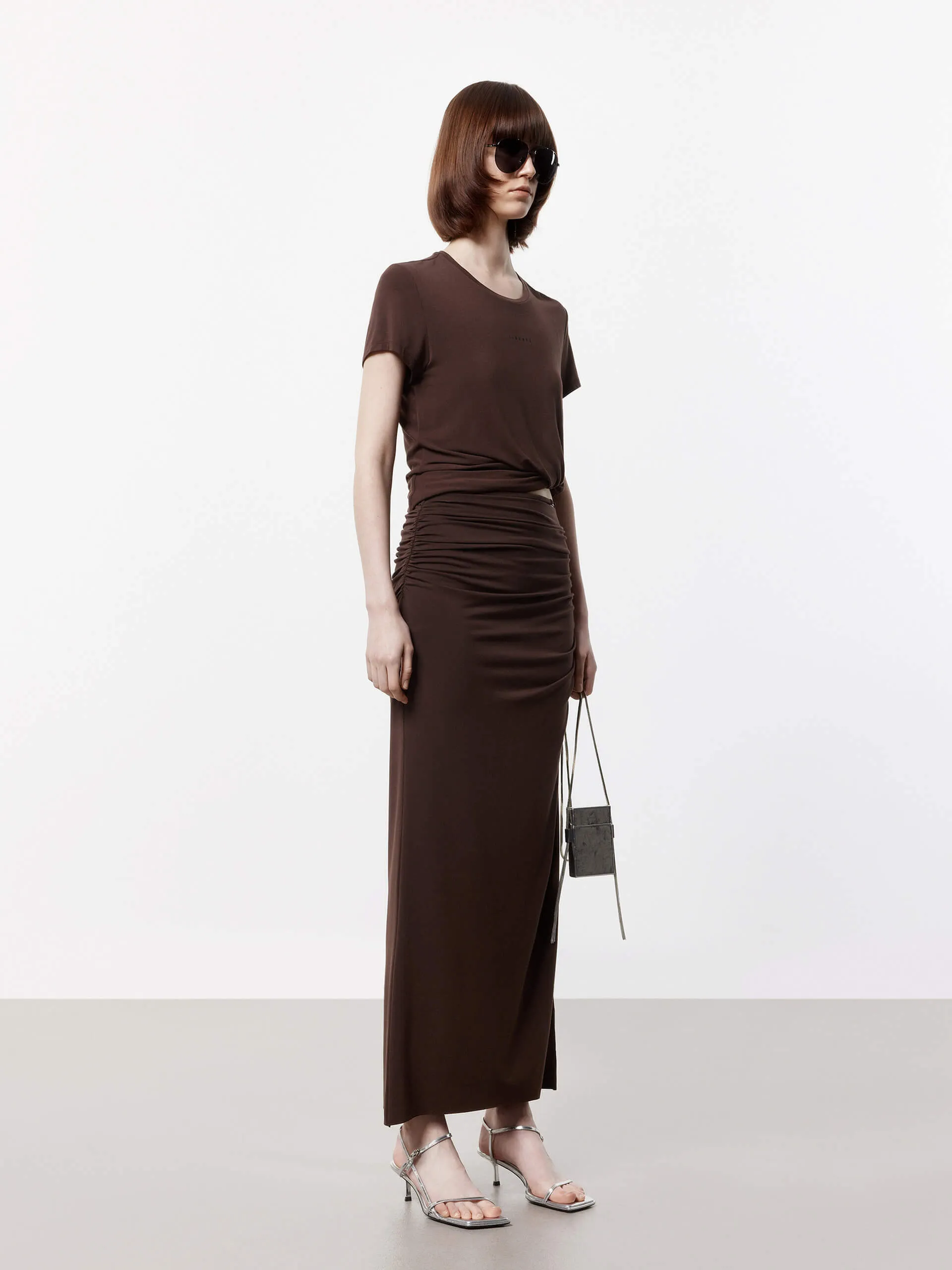 Pleated Detail Straight Skirt