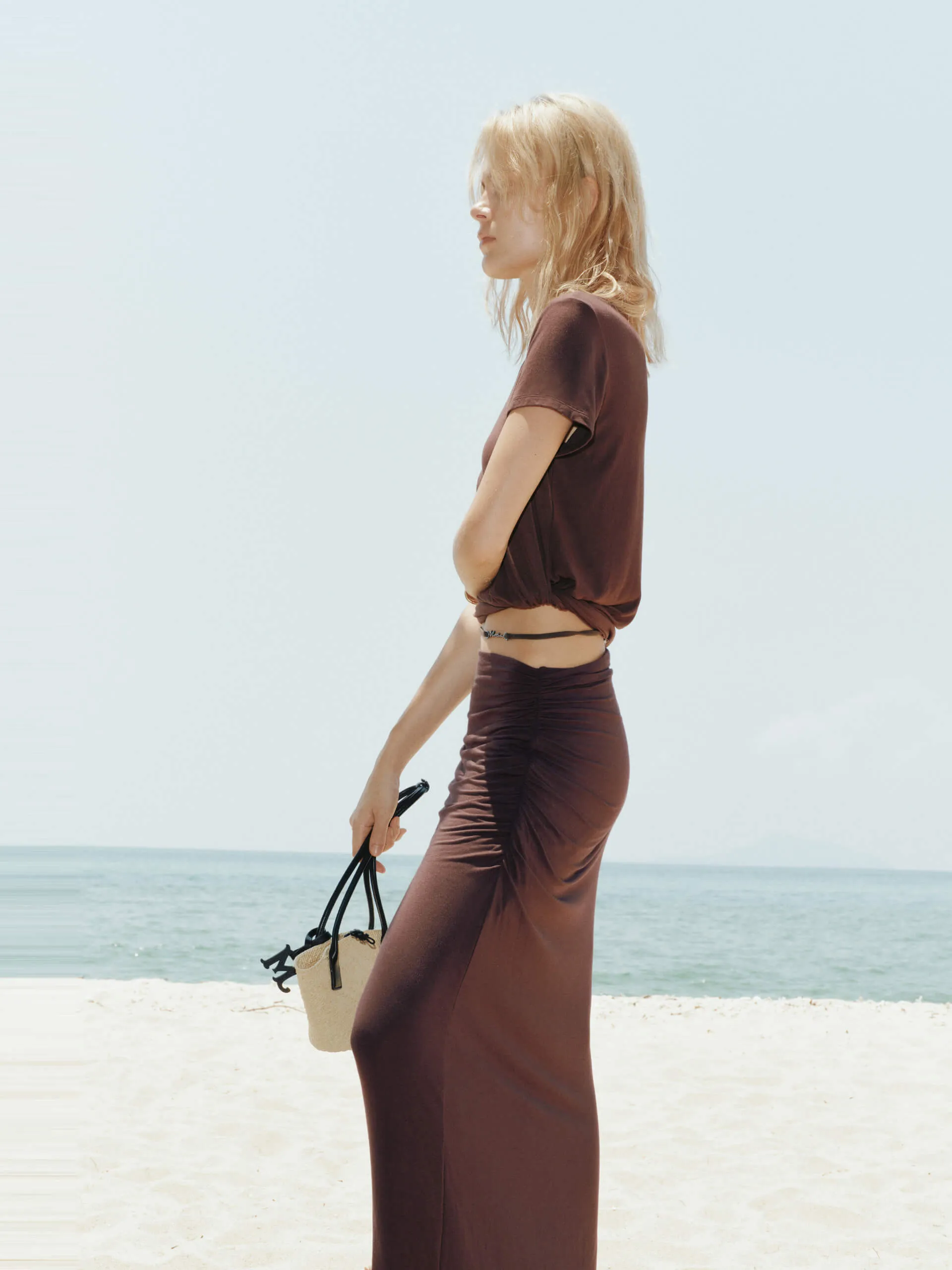 Pleated Detail Straight Skirt