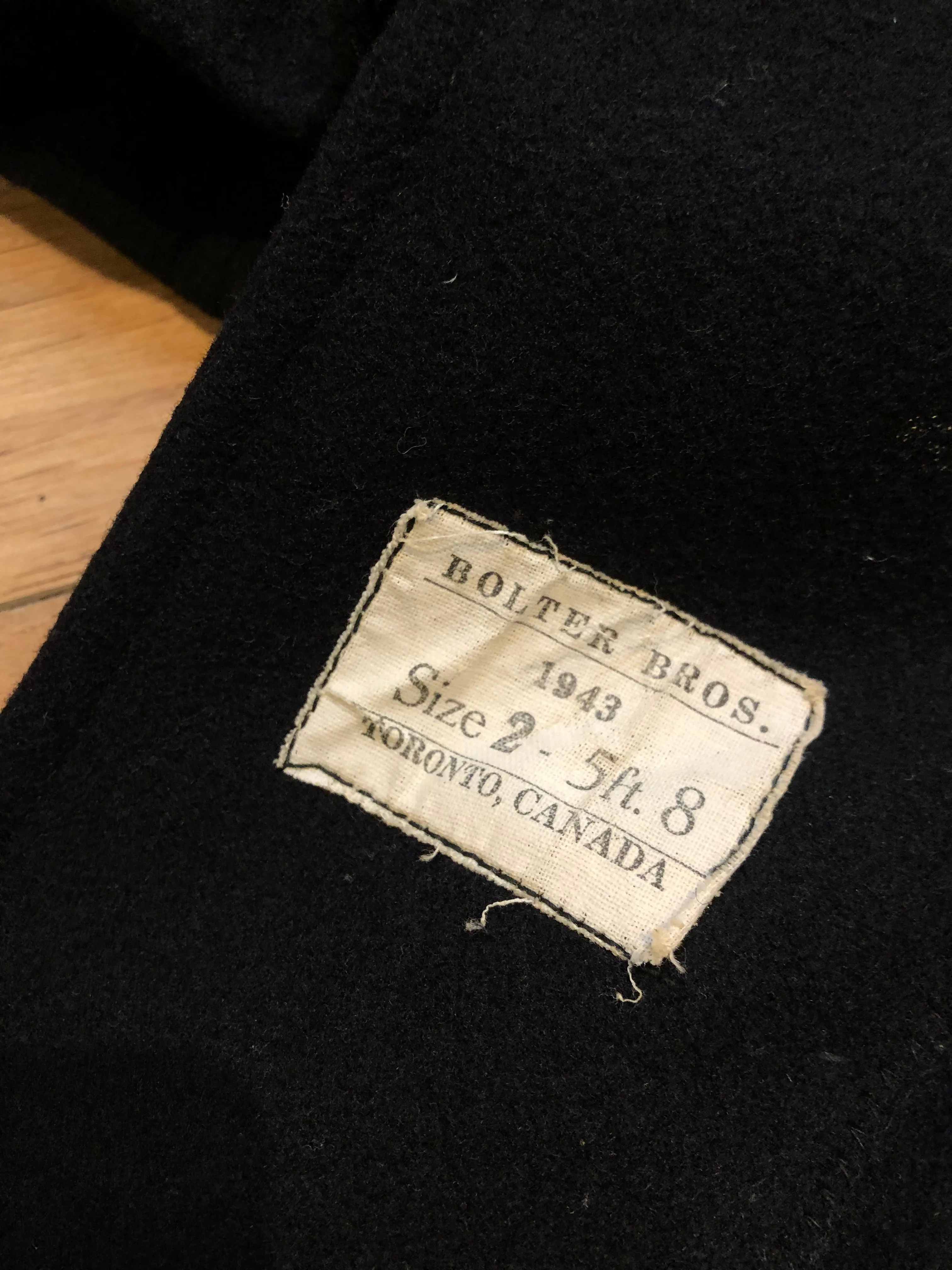 Rare Vintage 1940s Bolter Bros Royal Canadian Sea Cadets Long Wool Coat, Made in Canada, Chest 44”