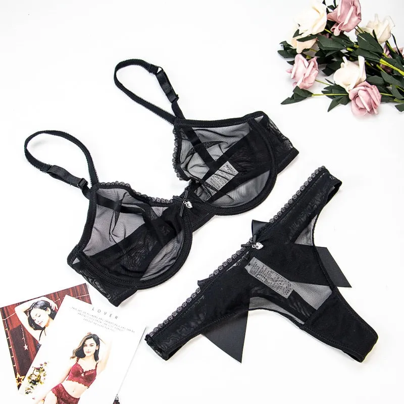 Sexy Bow Ultra-Thin Breathable Underwear with Adjustable Straps