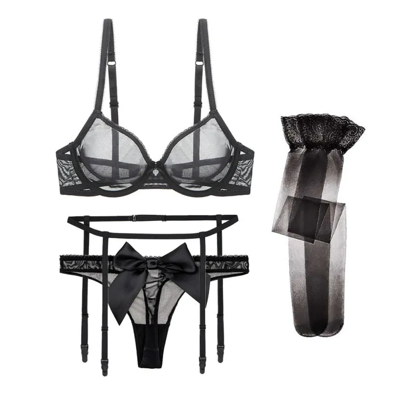 Sexy Bow Ultra-Thin Breathable Underwear with Adjustable Straps