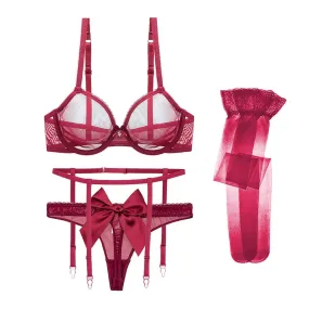Sexy Bow Ultra-Thin Breathable Underwear with Adjustable Straps