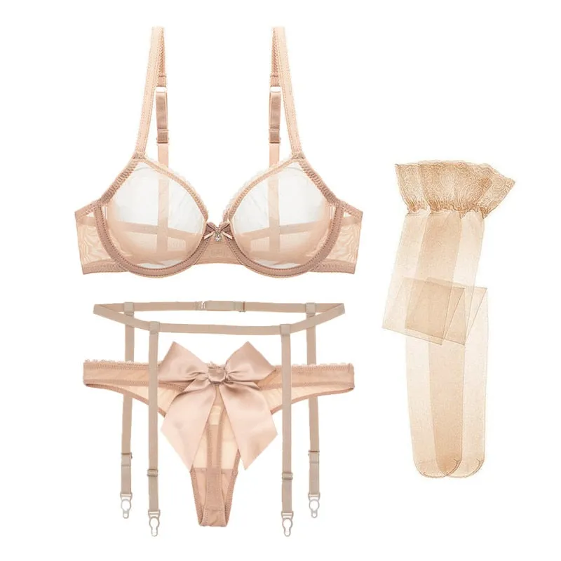 Sexy Bow Ultra-Thin Breathable Underwear with Adjustable Straps
