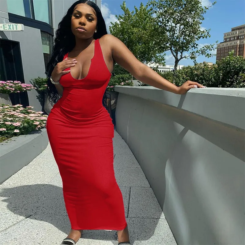 Sleeveless V-Neck Maxi Dress