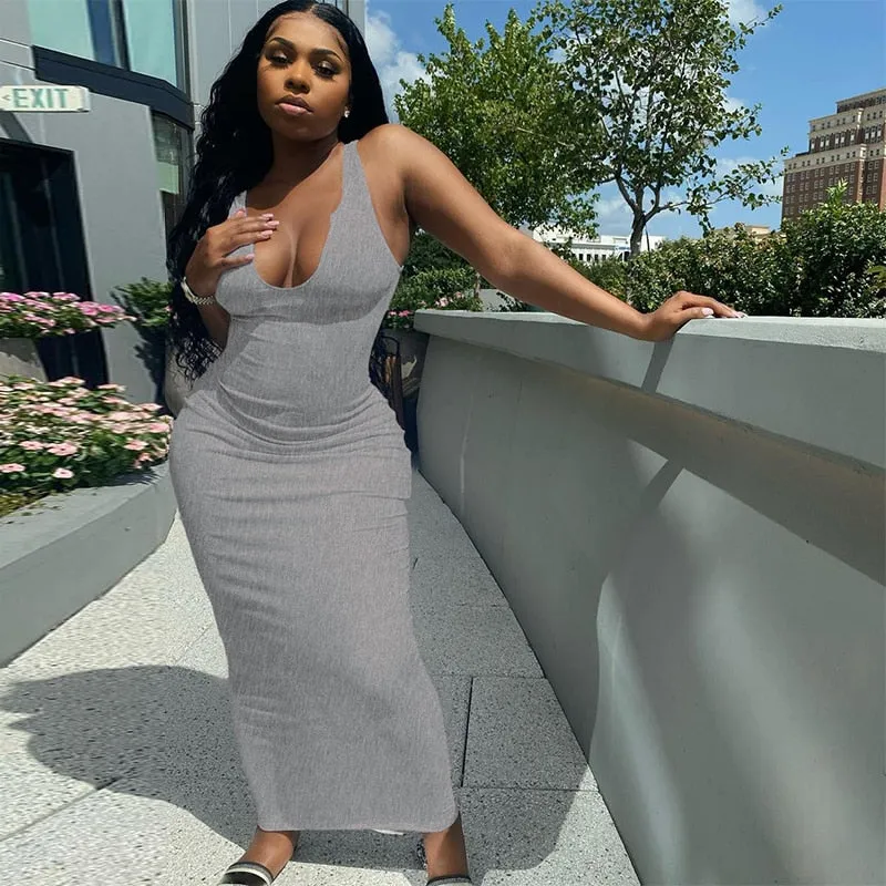 Sleeveless V-Neck Maxi Dress