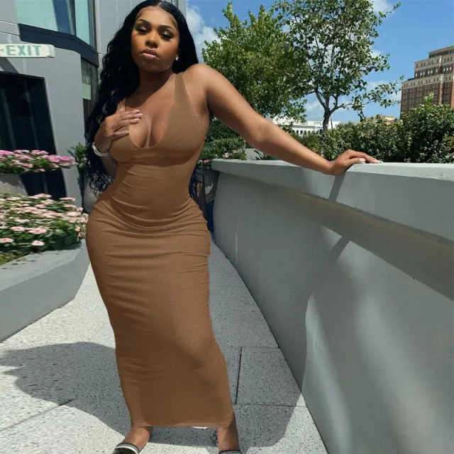 Sleeveless V-Neck Maxi Dress