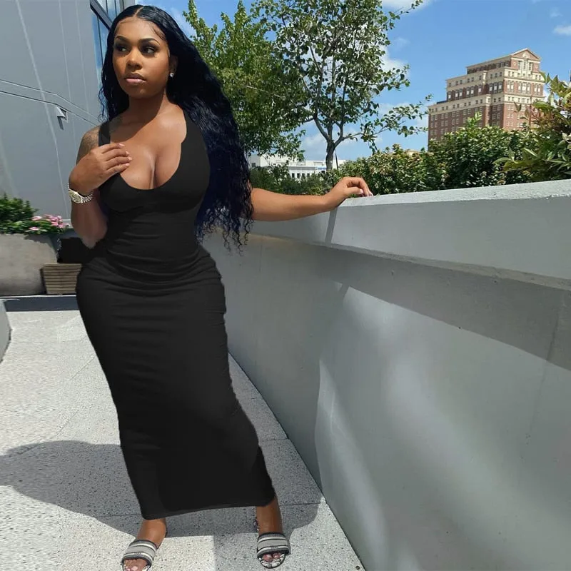 Sleeveless V-Neck Maxi Dress